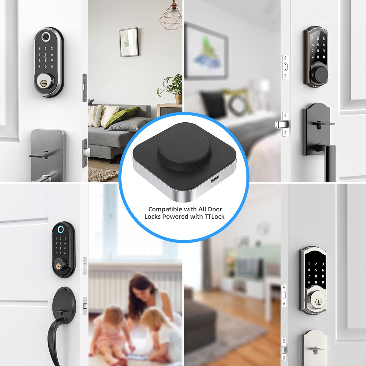 Smonet Smart Door Lock Wifi Gateway, Bluetooth Keyless Entry Electronic Door Lock Wi-Fi Bridge, Nextlock Smart Deadbolt Wifi Hub Work With Alexa