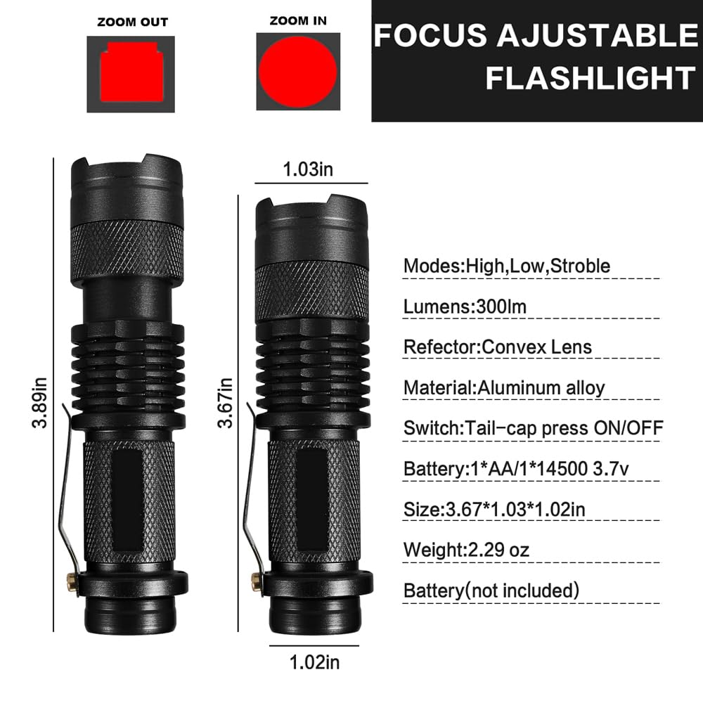 Mviocs Red Light Flashlight, Led Red Light, Powerful Red Led Flashlights With Clip For Hunting, Astronomy, Night Observation And Outdoor Activities (4 Pieces)