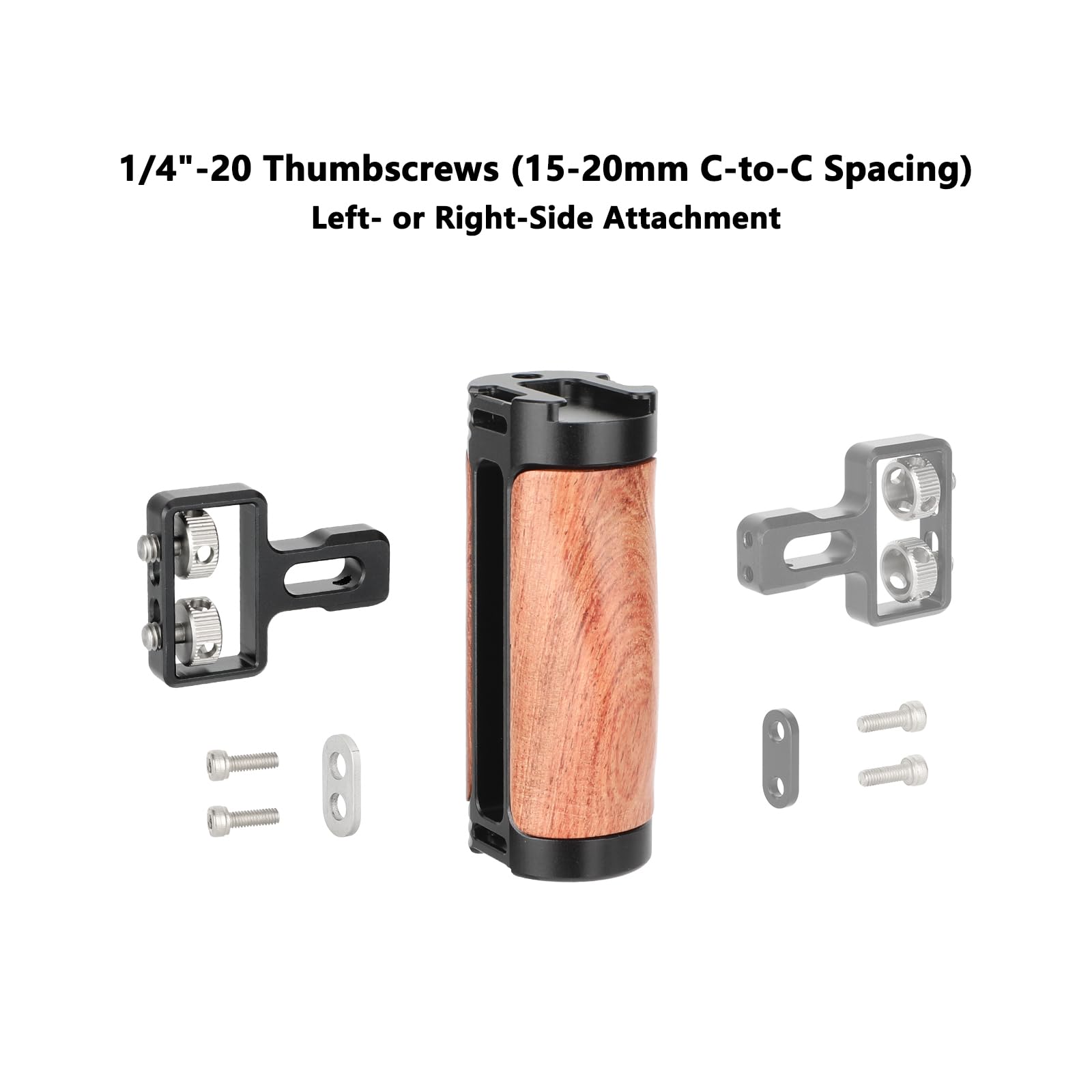 Camvate Wood Side Handle Grip With Dual 1/4"-20 Screw Mount - 3516