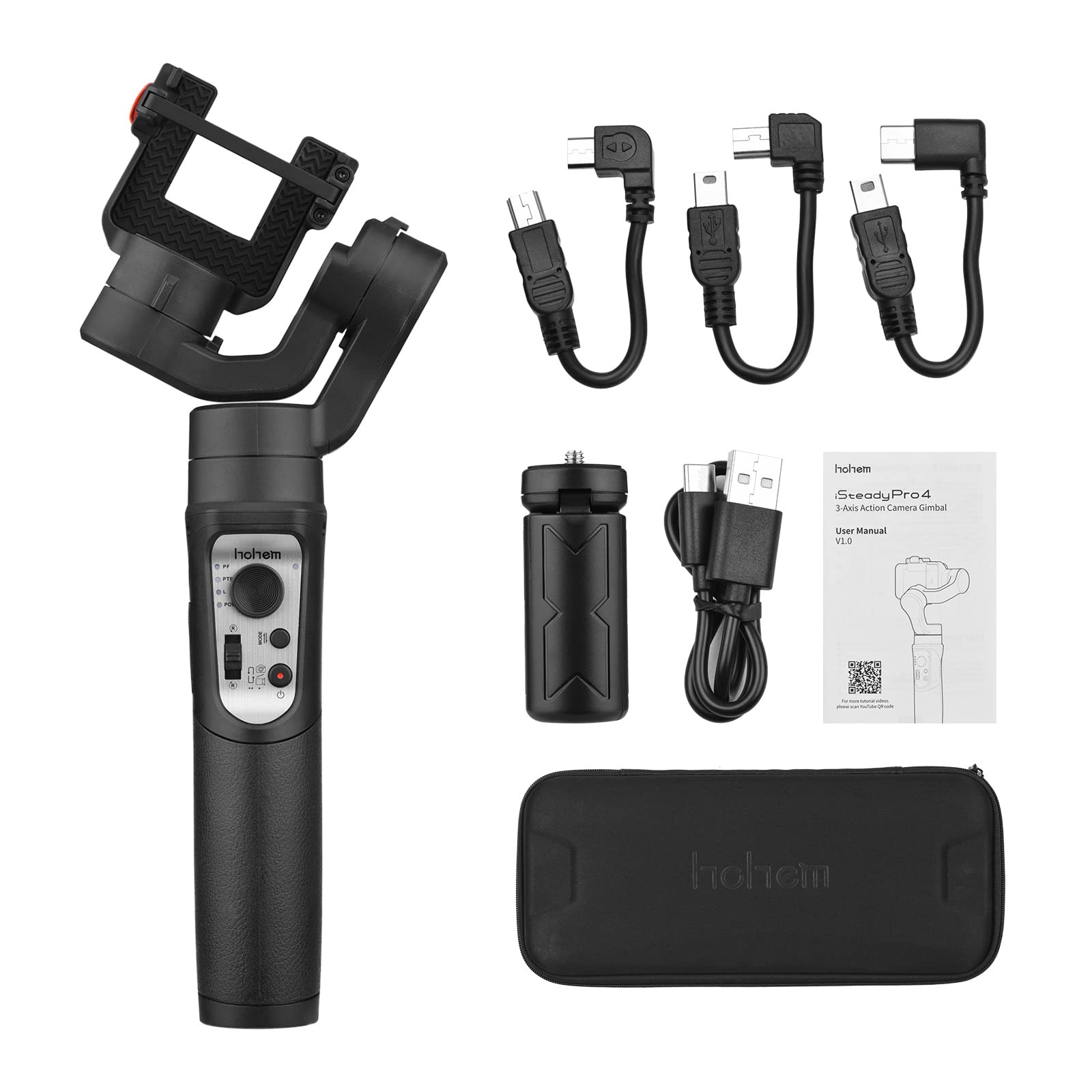 Hohem Isteady Pro 4 3-Axis Handheld Sports Camera Gimbal Stabilizer Wireless Control Splash Proof Stabilizer Replacement For Gopro 10 9 8 7 6 5 4 3 Osmo Action Insta360 One R