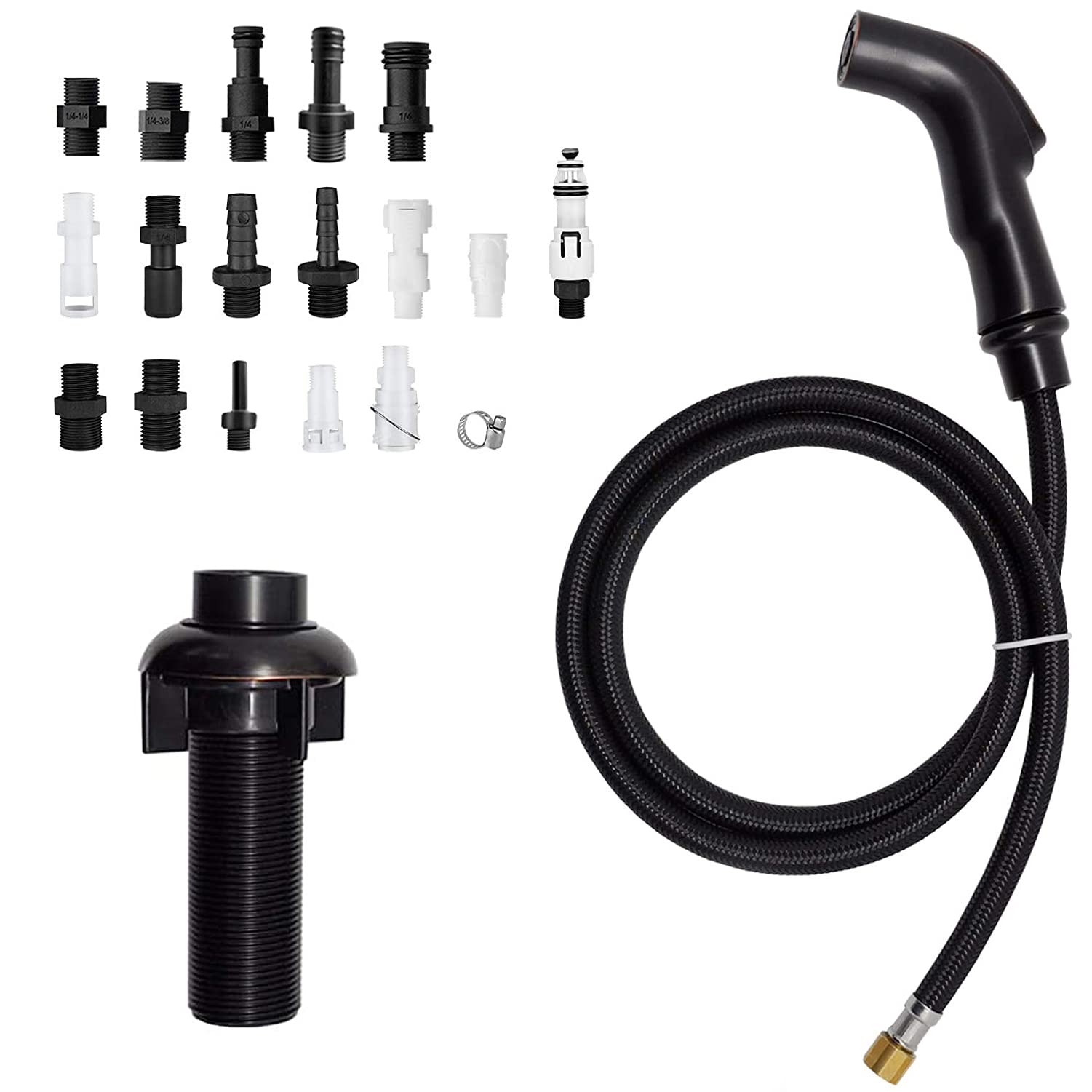 Houtingmaan Kitchen Sprayer Replacement Oil Rubbed Bronze,Pull Out Kitchen Sink Sprayer Hose,Kitchen Sink Faucet Sprayer,With Spray Head,Spray Hose And Spray Holder, Spray Adapter For Kitchen Sink