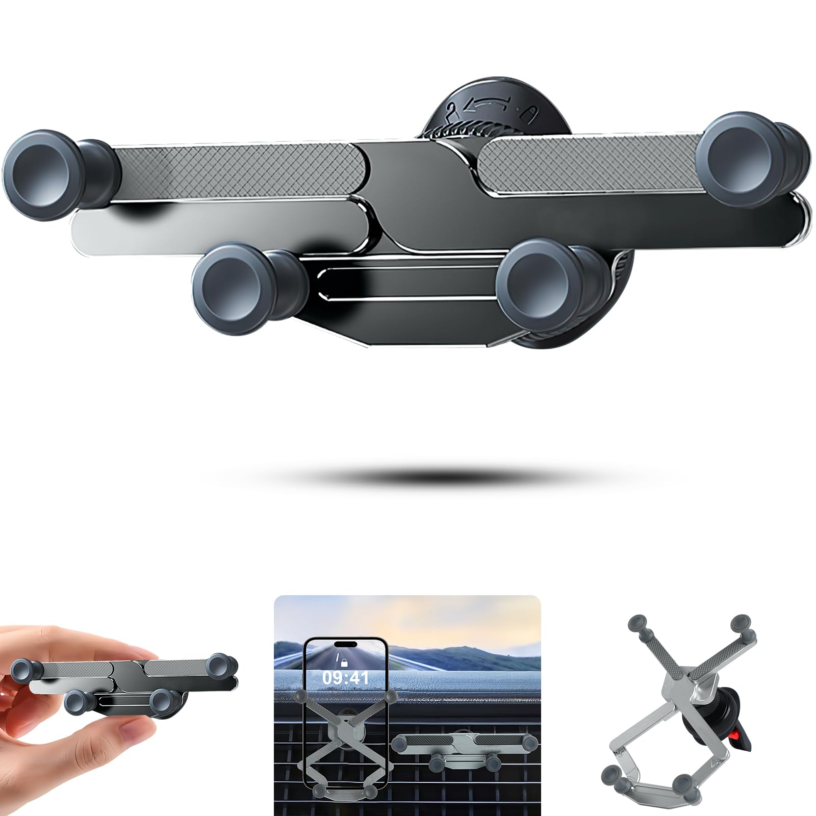 Rednow Invisible Rotatable Air Vent Car Phone Holder For All Smartphones With Thick Cases