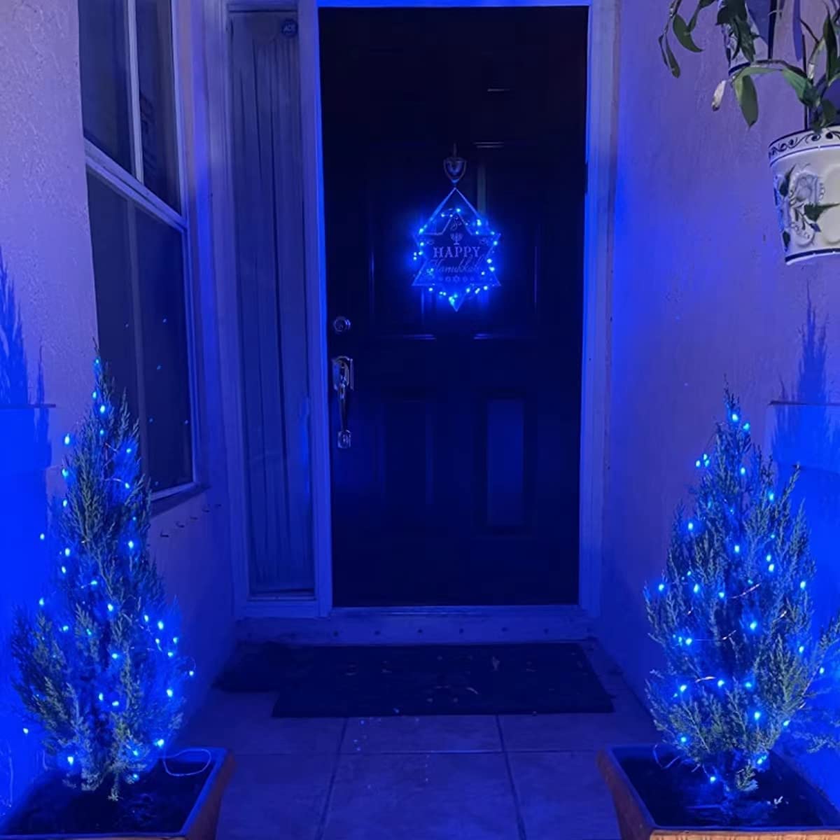 Wakaka 2 Pcs Blue Solar Fairy Lights Outdoor Waterproof, 66Ft 200 Led String Lights, 8 Modes Christmas Lights