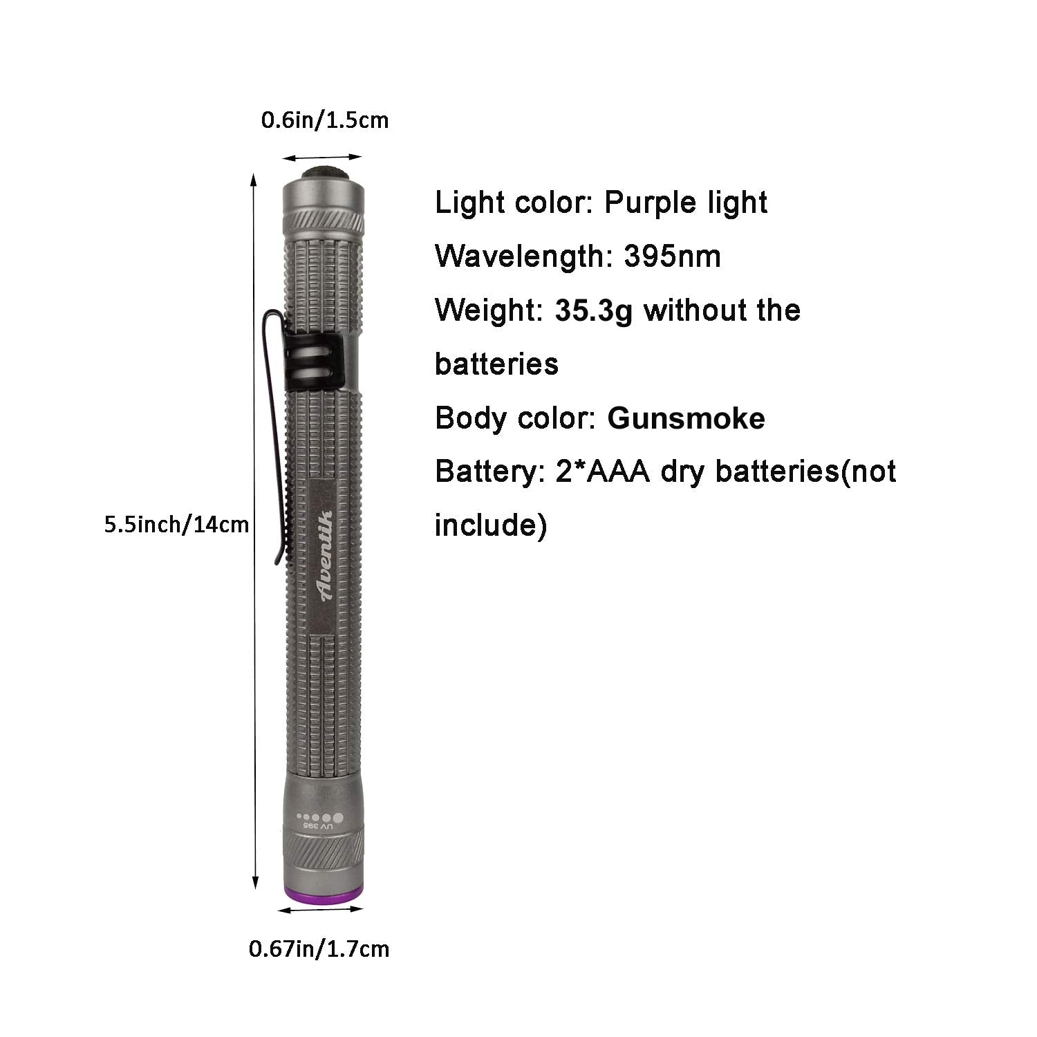 Aventik D Edison Design Power 395Nm Zoomable Pen Light (1Pc 395Nm Grey)