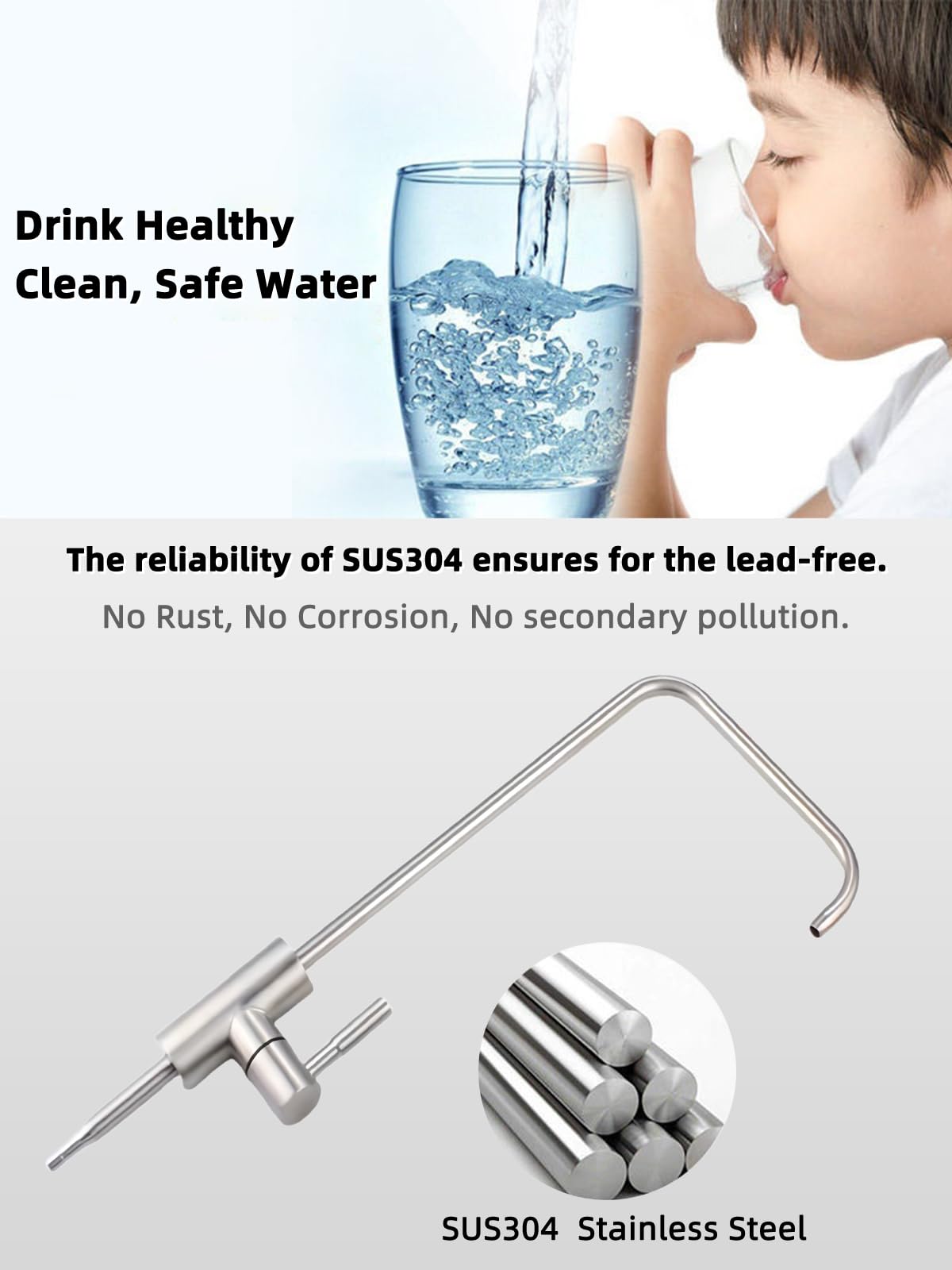 Bifordo Drinking Water Faucet,Lead- Water Filter Faucet,Easy To Install Reverse Osmosis Faucets For Kitchen Bar Sink,Brushed Nickel Sus304 Stainless Steel