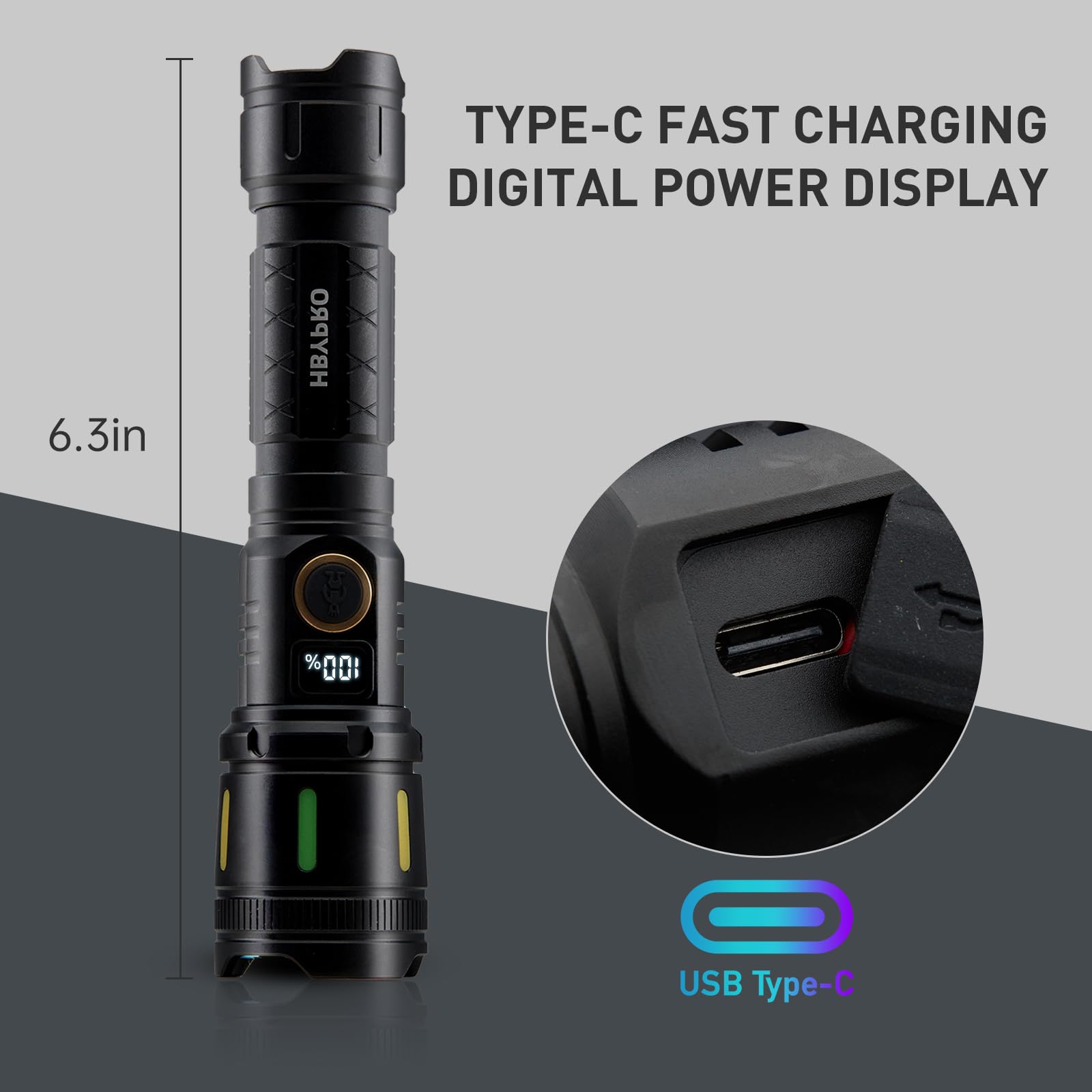 Hbypro Led Flashlights High Lumens Rechargeable 990,000 Lumens Super Bright Flashlight Compact Handheld Premiun Aluminum Alloy Body Flash Light With 4 Light Modes For Home And Outdoor Use