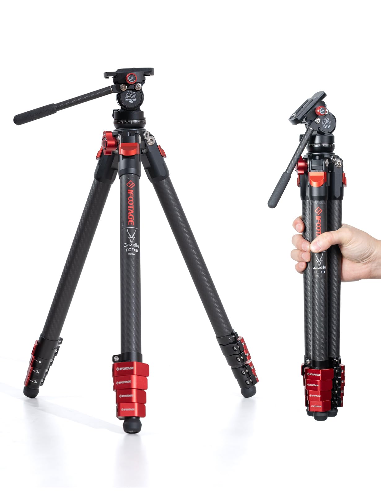 Ifootage Tc3B Tripod With Head K3, Professional Travel Tripod Kit For Camera, Carbon Fiber Video Tripod With Head For Canon Nikon Sony Dslr/Cameras, Ultra-Portable And Stable