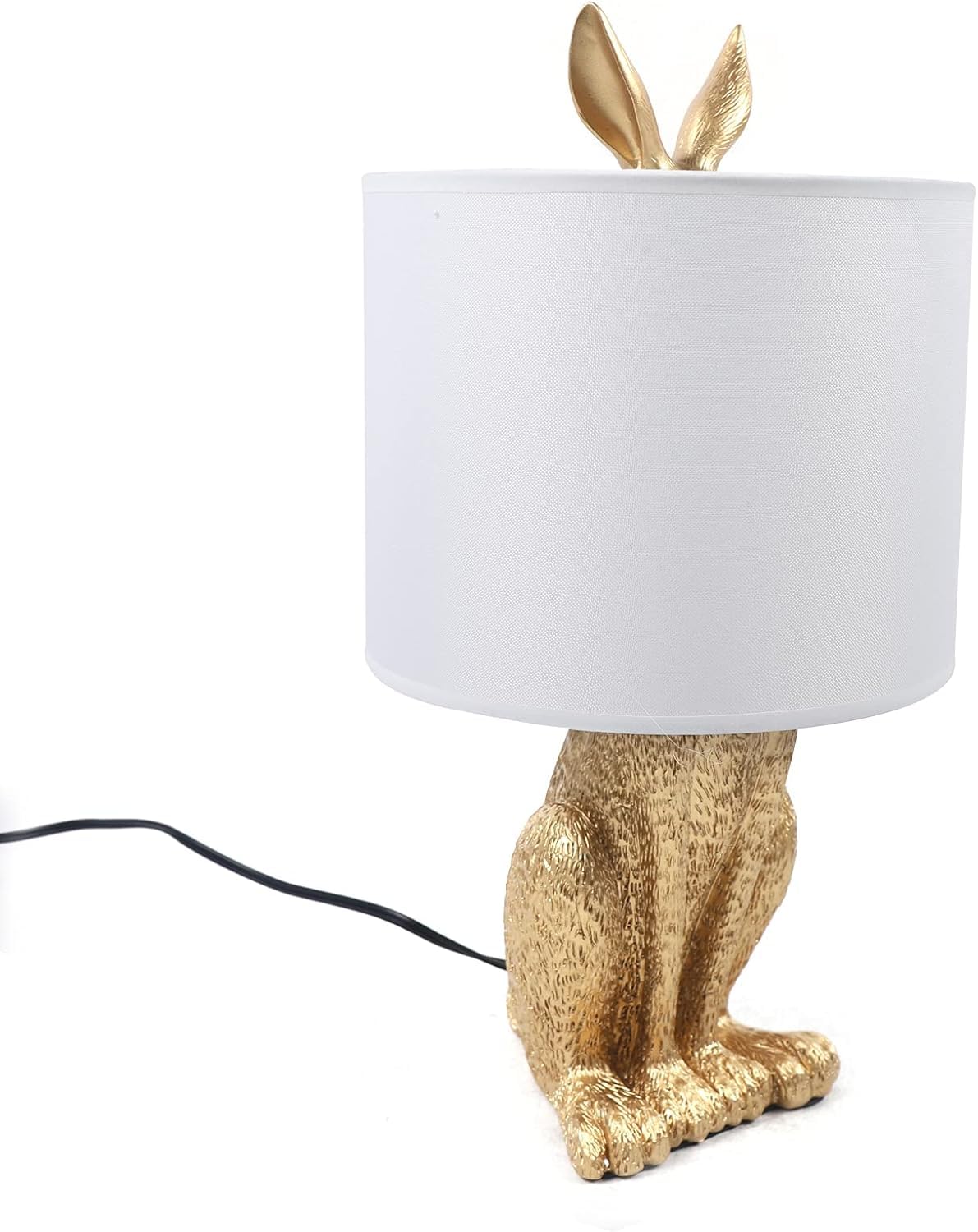 Tfcfl Modern Golden Rabbit Table Lamp, Creative Cute Bunny Desk Light For Bedroom Bedside, Office, Living, Dining & Study Room, E26 Bulb Base, 60W Max (Bulb Not Included)