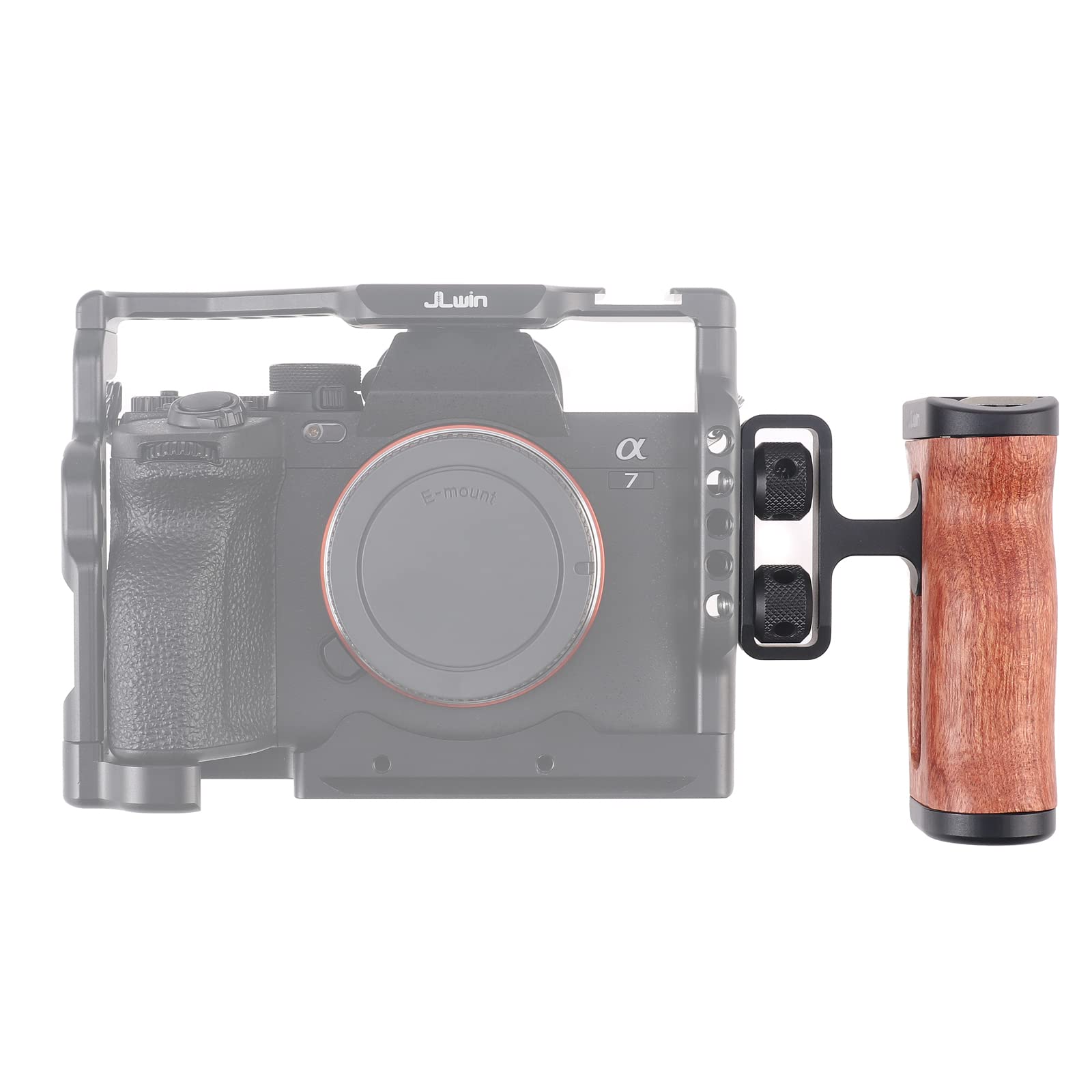 Focusfoto Wooden Side Handle Grip Left/Right Handgrip With 1/4"-20 & 3/8"-16 & Cold Shoe Mount Universal For Dslr Mirrorless Camera Cage Rig Video Led Light (Standard Version)