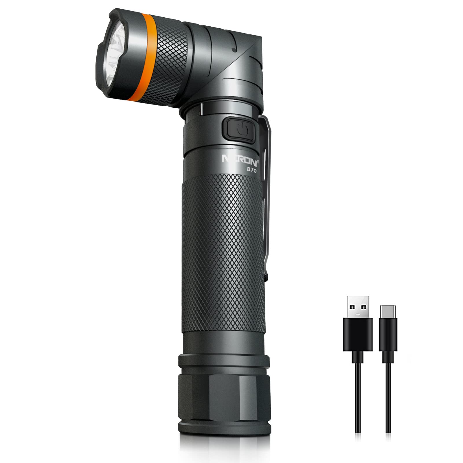 Nicron Flashlights,Rechargeable Magnetic Led Flashlights,1200 High Lumens Tactical Flashlight,White/Red/Green Lights Usb Charging,90 Degree Twist,Ip65 Waterproof Outdoor