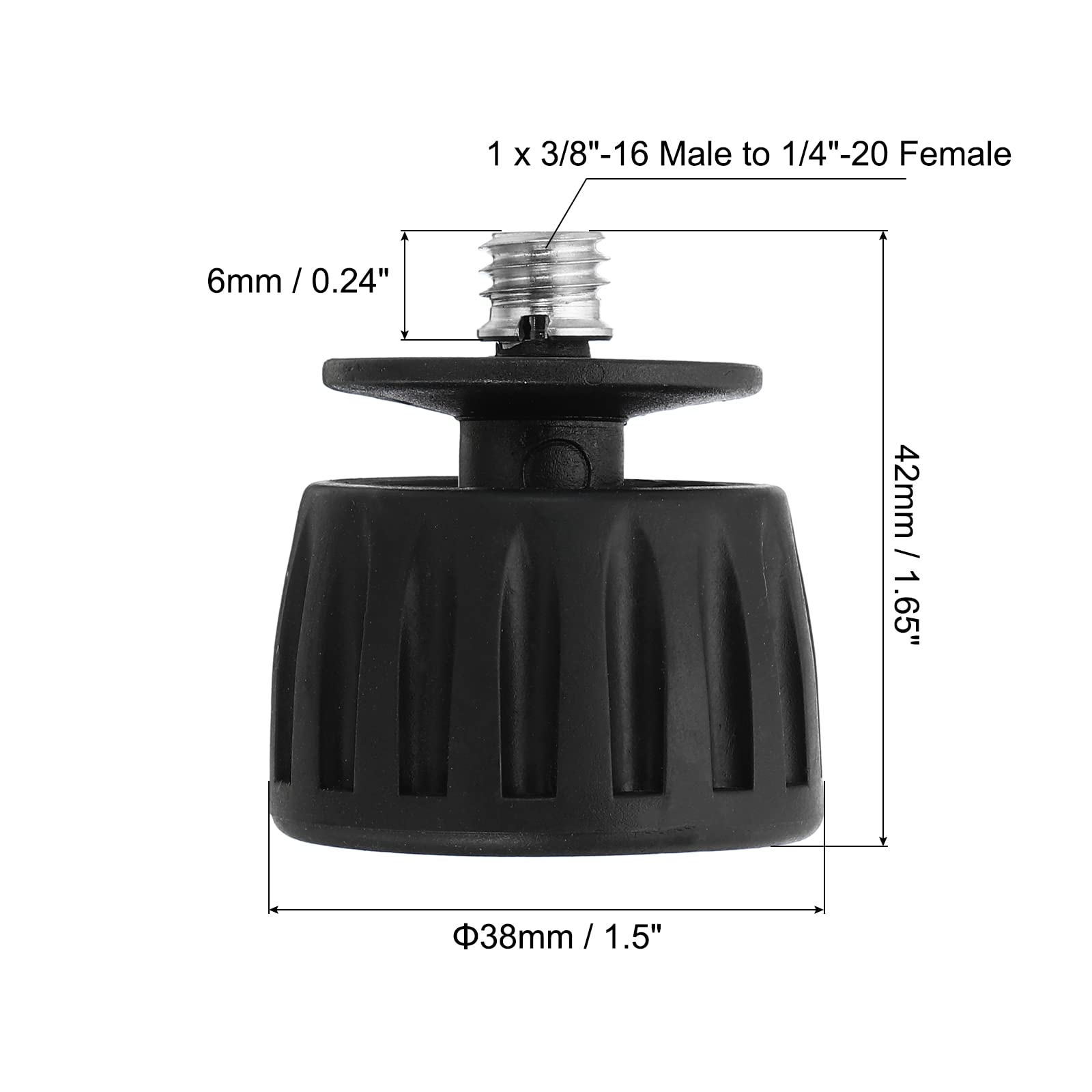 Patikil Universal 1/4" 3/8" Rubber Tripod Feet, Anti-Slip Tripod Replacement Parts 360 Degree Rotation For Camera Tripods Monopod, Black