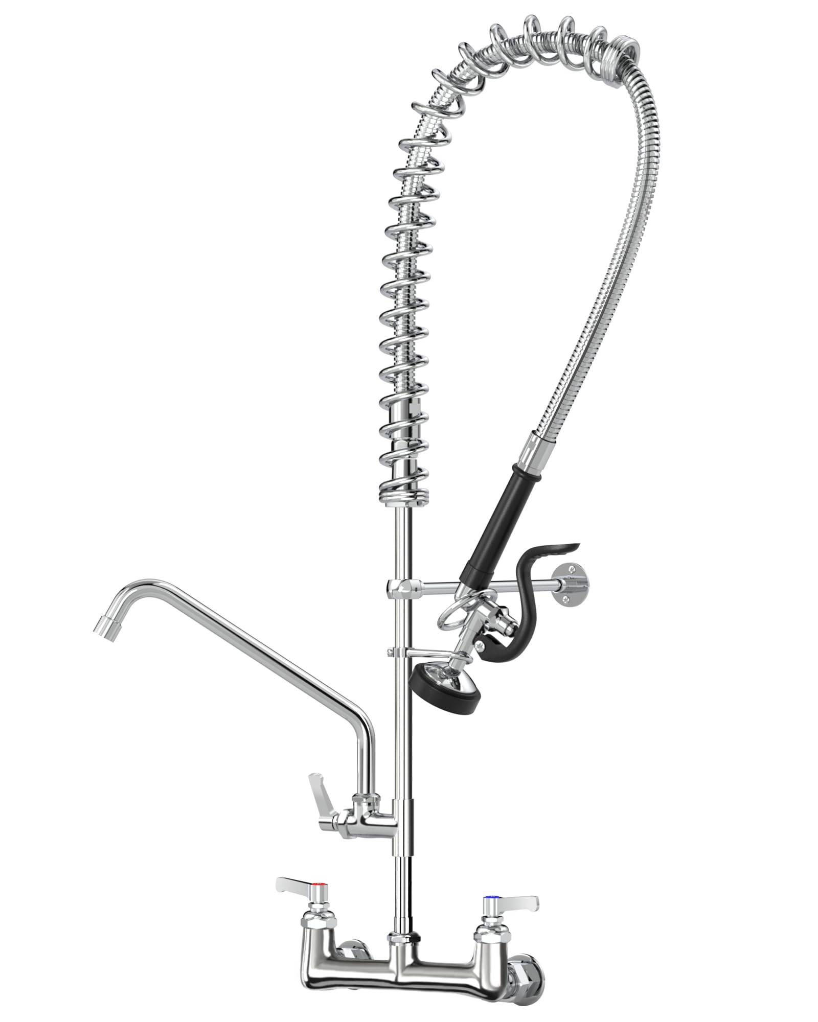 Bestjeef Commercial Faucet With Sprayer For Kitchen Staff: 36 Inches Commercial Faucet Pre Rinse Sprayer 8 Inch Center Wall Mount Kitchen With 12 Inch Add On Spout