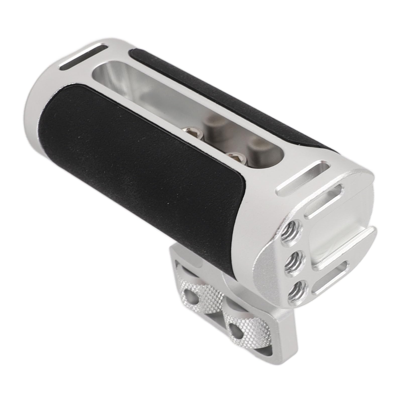 Ashata Mini Side Handle Handgrip, Camera Cage Side Handle, Aluminum Alloy Silicone Universal Up And Down Adjustable Handle Grip With 1/4 Screw Cold Shoe Mount For Photography (Silver)