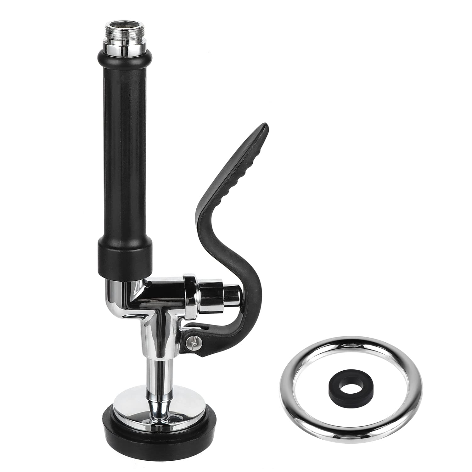 Kwode Pre-Rinse Spray Valve Commercial Kitchen Sink Faucet Sprayer Head With Hand Grip Assembly 1.42Gpm High Pressure Dish Sprayer Nozzle Kit For Restaurant Industrial Faucet, Chrome (Black)