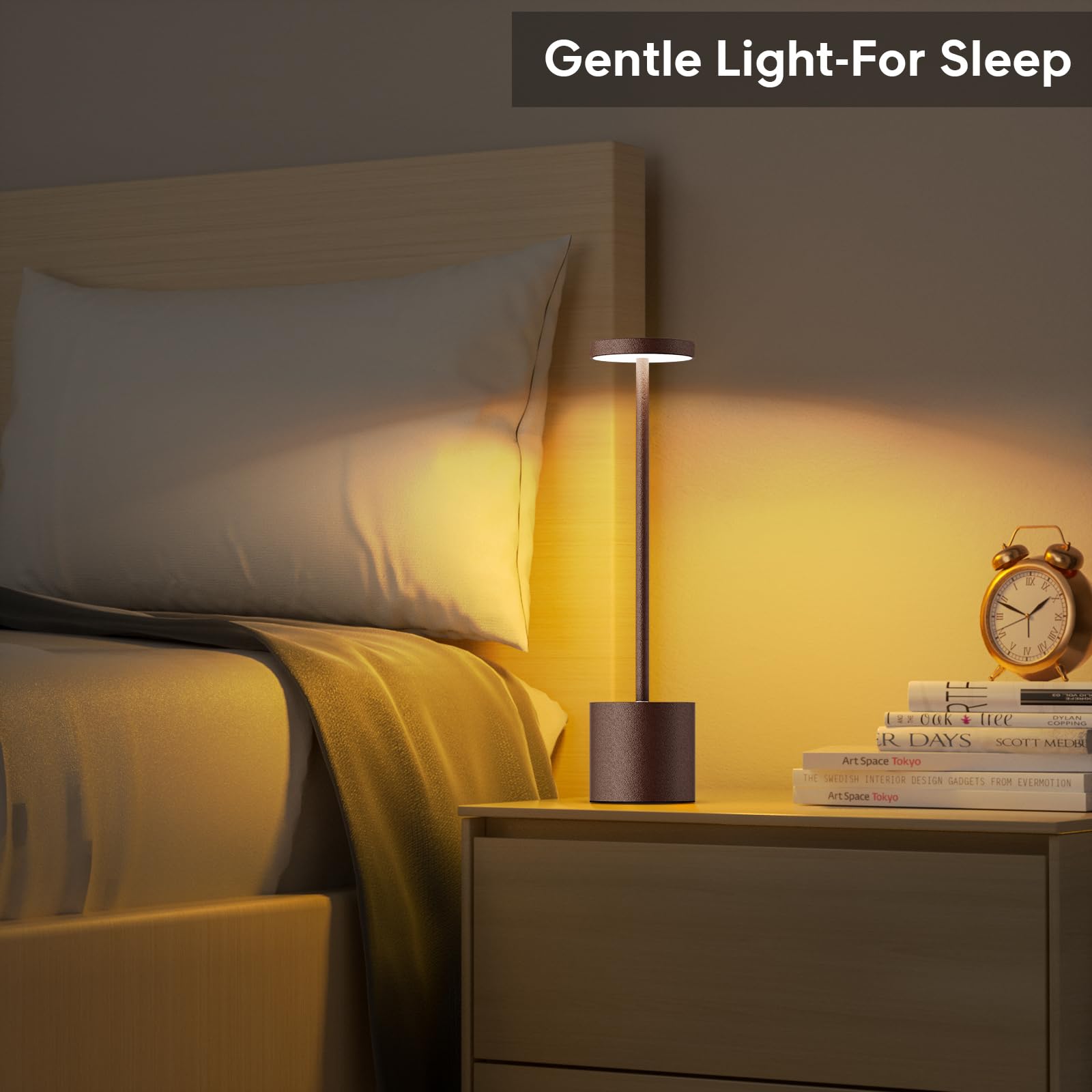 Yht Rechargeable Cordless Led Table Lamp,6000Mah Battery Operated 3 Level Dimmable Portable Tables Lights Reading Desk Lamps For Restaurant Kitchen Patio Outdoor Indoor Dining 2Pack Rust