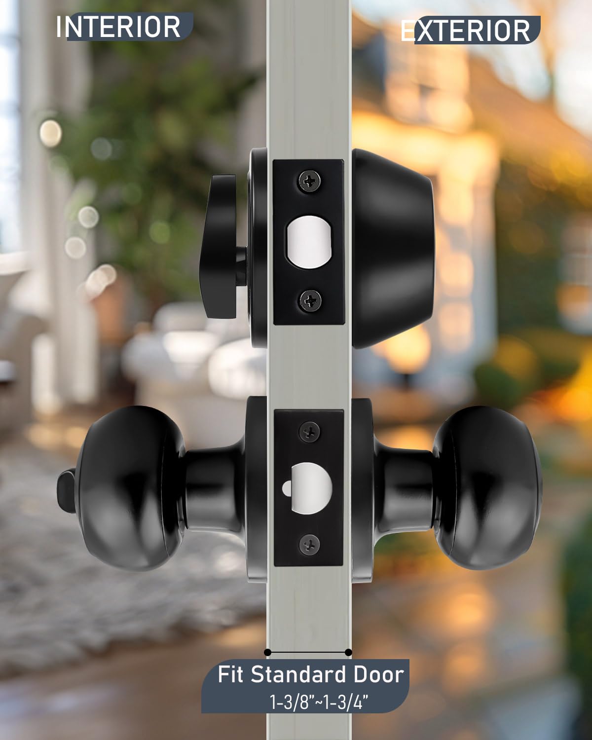 Brotima 3 Pack Keyed Alike Front Door Knob And Deadbolt Set, Entry Door Locksets With Single Cylinder Deadbolt, Matte Black Flat Round Door Lock Set For Bedroom/Office/Exterior Doors