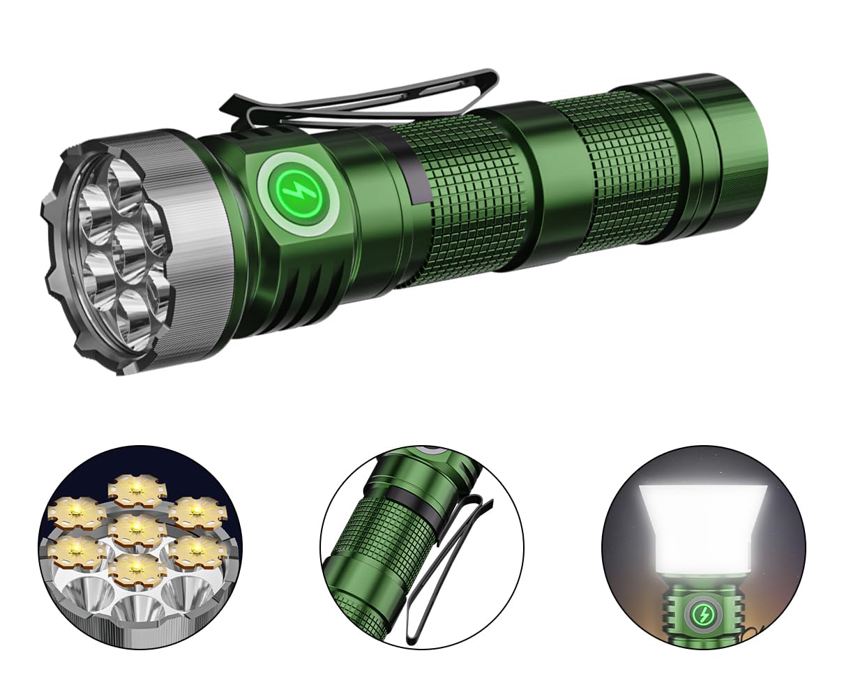 Aiersen Mini Led Flashlight, 8 Modes, 3000 Lumens Small Edc Flashlight, High-Performance Bl-478 Led Mini Pocket Flashlight With Side Clip And Tail Magnetic Suction.