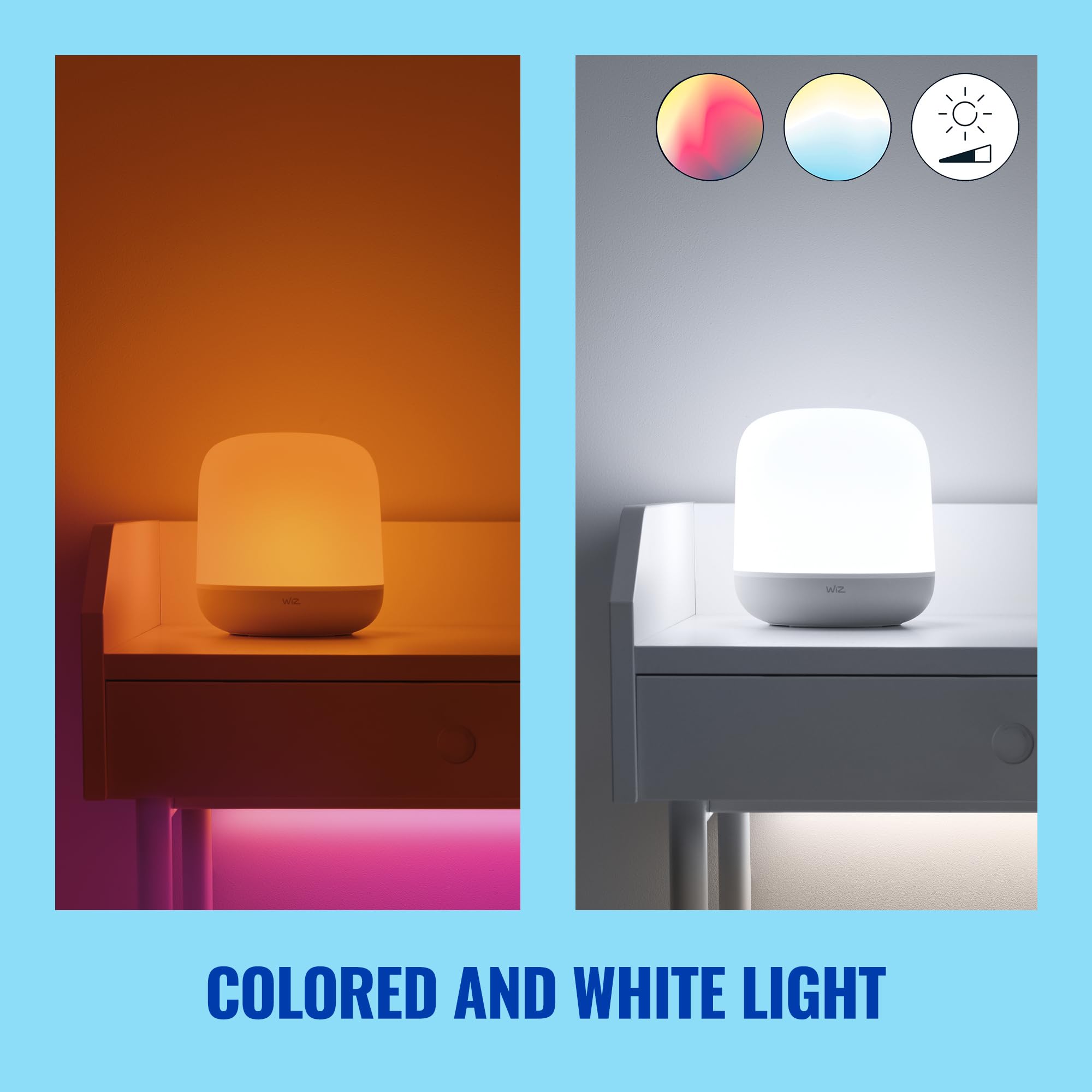 Wiz Connected Hero V2 Smart Portable Table Lamp, Wifi Enabled, 16 Million Colors, Compatible With Alexa And Google Home Assistant, No Hub Required