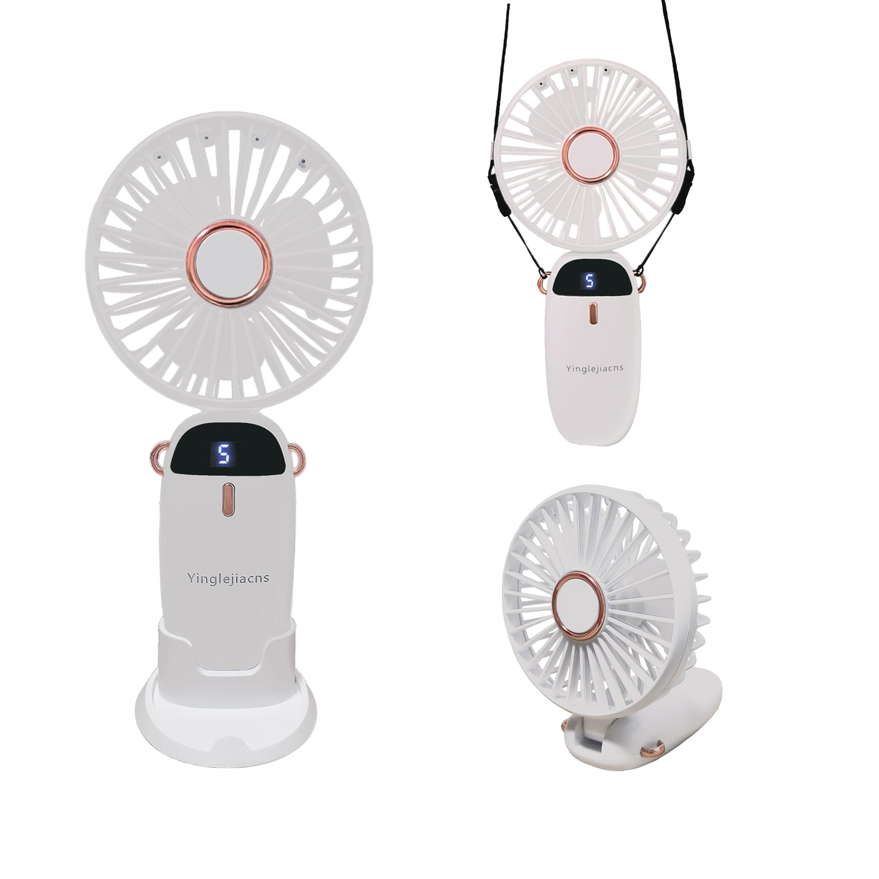 Portable Handheld Fan Small Hand-Held Flat Fans Type-C Rechargeable 2000Mah Desk Personal Fan - Koospark