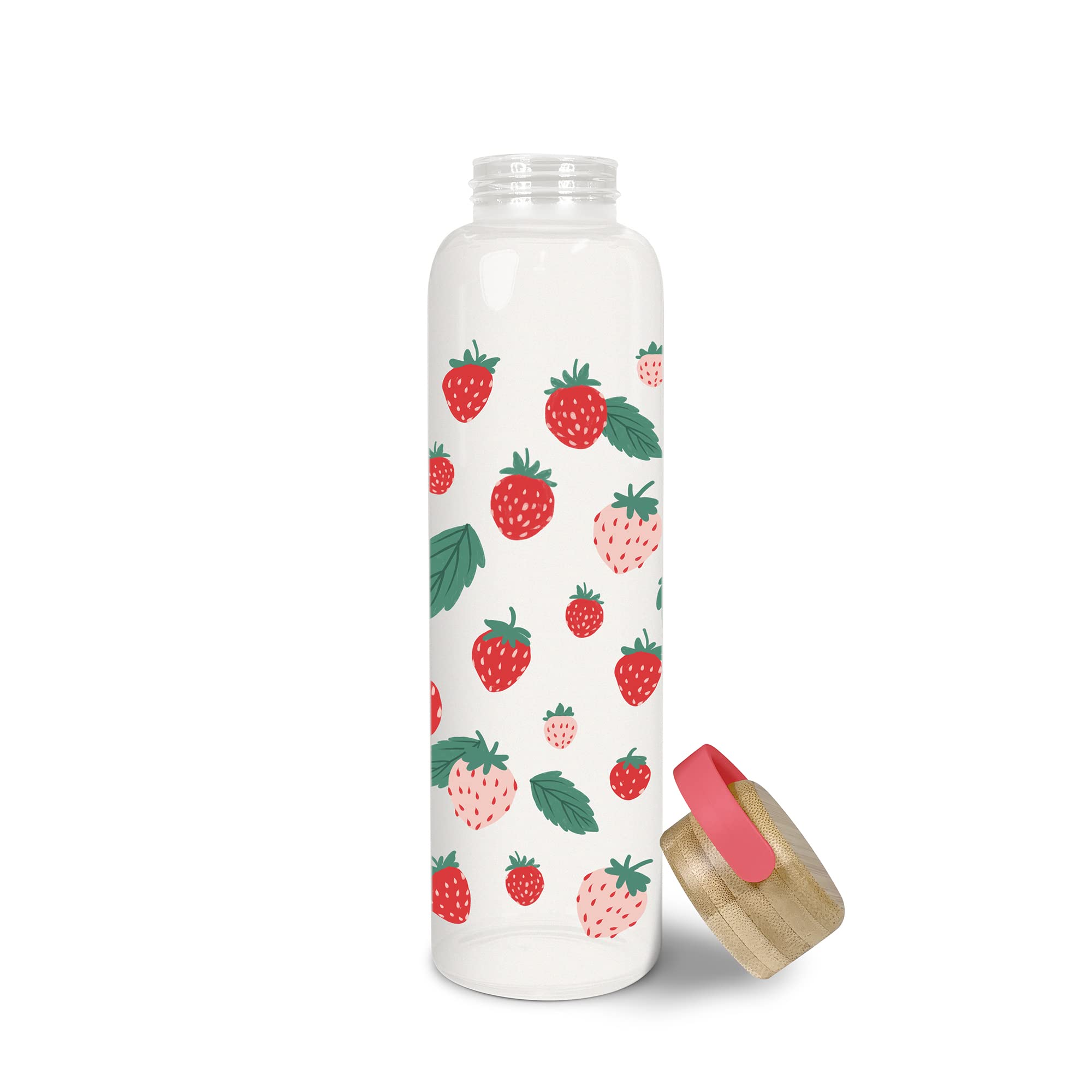 Studio Oh Mothers Day Berry Fresh Glass Water Bottle With Bamboo Lid