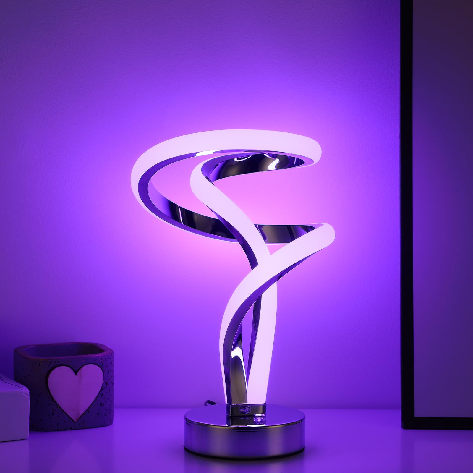 Lightess Unique Spiral Table Lamps Touch, 7 Colors Dimmable Bedside Lamp Atmosphere Modern Nightstand Lamp Decorate For Living Room, Bedroom