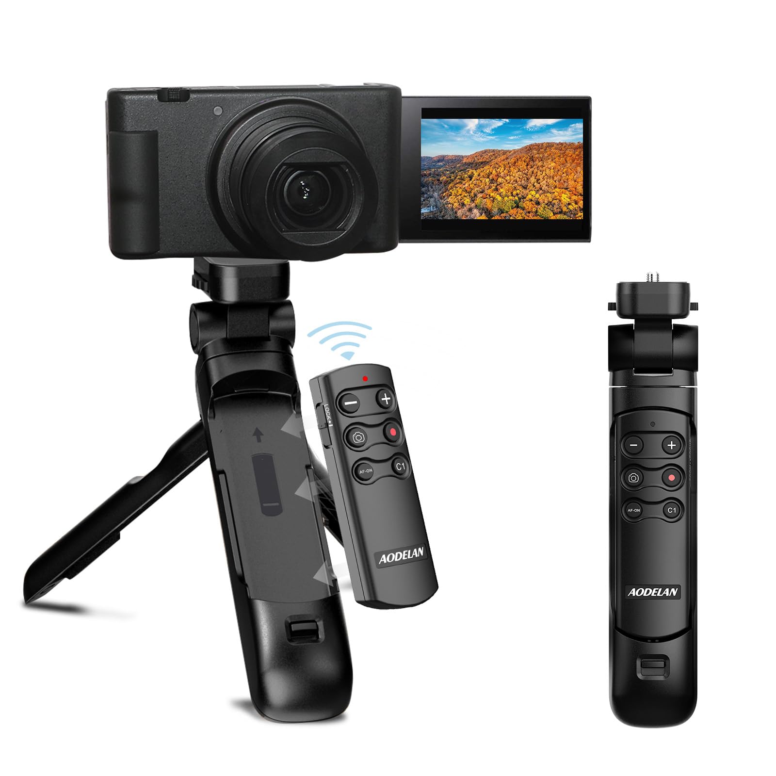 Aodelan Wireless Camera Remote Control Shooting Grip Tripod - Shutter Release For Sony Zv-1, Zv-E10, A7 Iii, A6400, A7C, A7R Iii, A7R Iv, A9, Rx100 Vii, Rx0 Ii - Replaces Gp-Vpt2Bt - For Travel, Vlogging