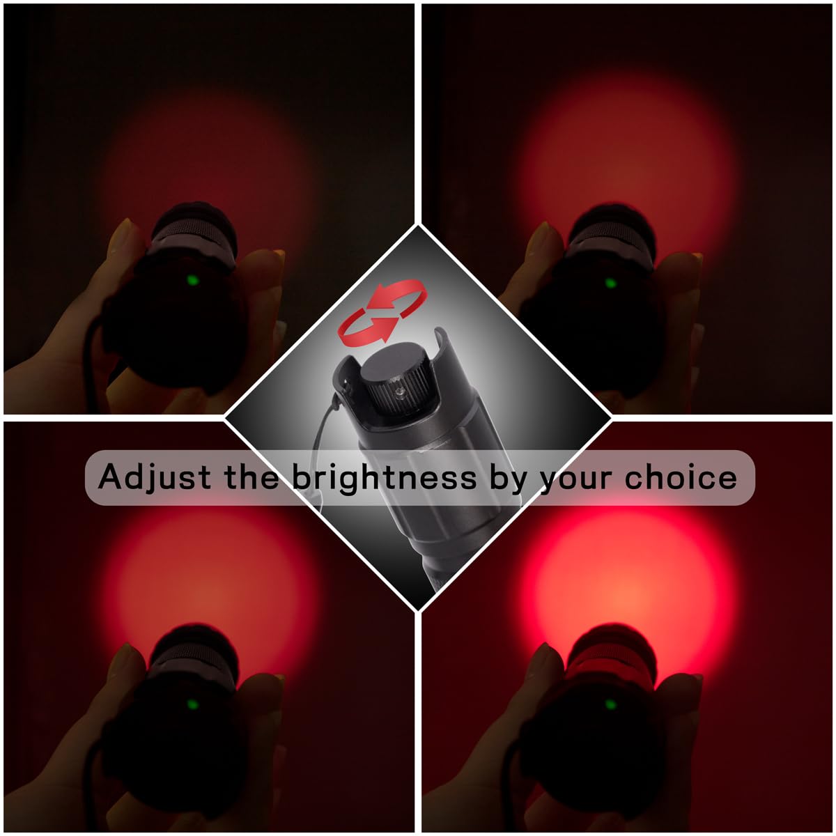 Wayllshine Stepless Dimming Red Light Flashlight, 620Nm-630Nm High Purity, Adjustable Brightness And Focus For Night Observation, Astronomy, Aviation