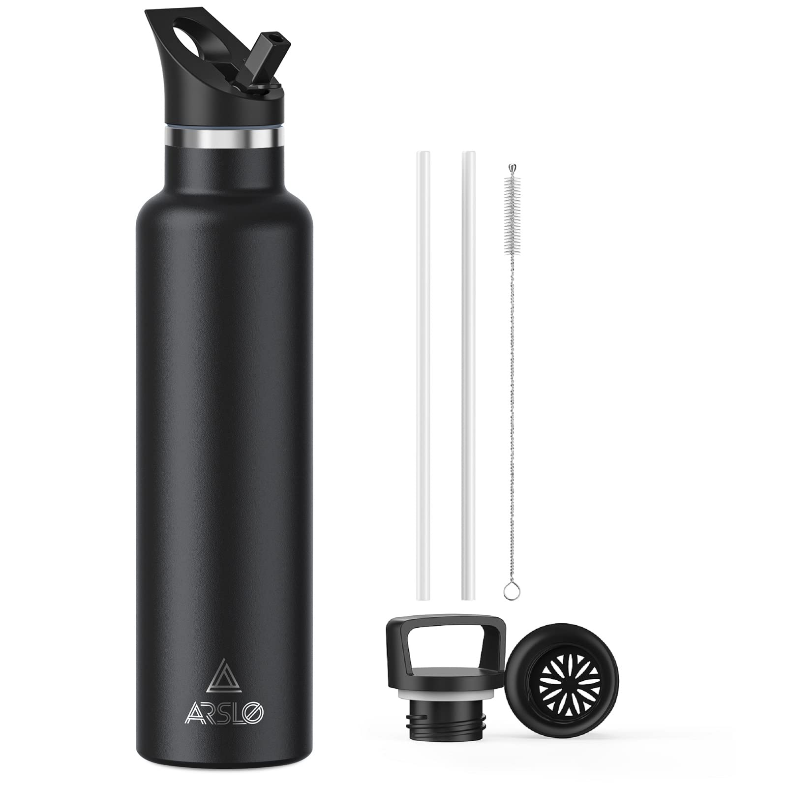 Stainless Steel Double Wall Water Bottles, Vacuum Insulated Bottle With Straw Lid, Insulated Water