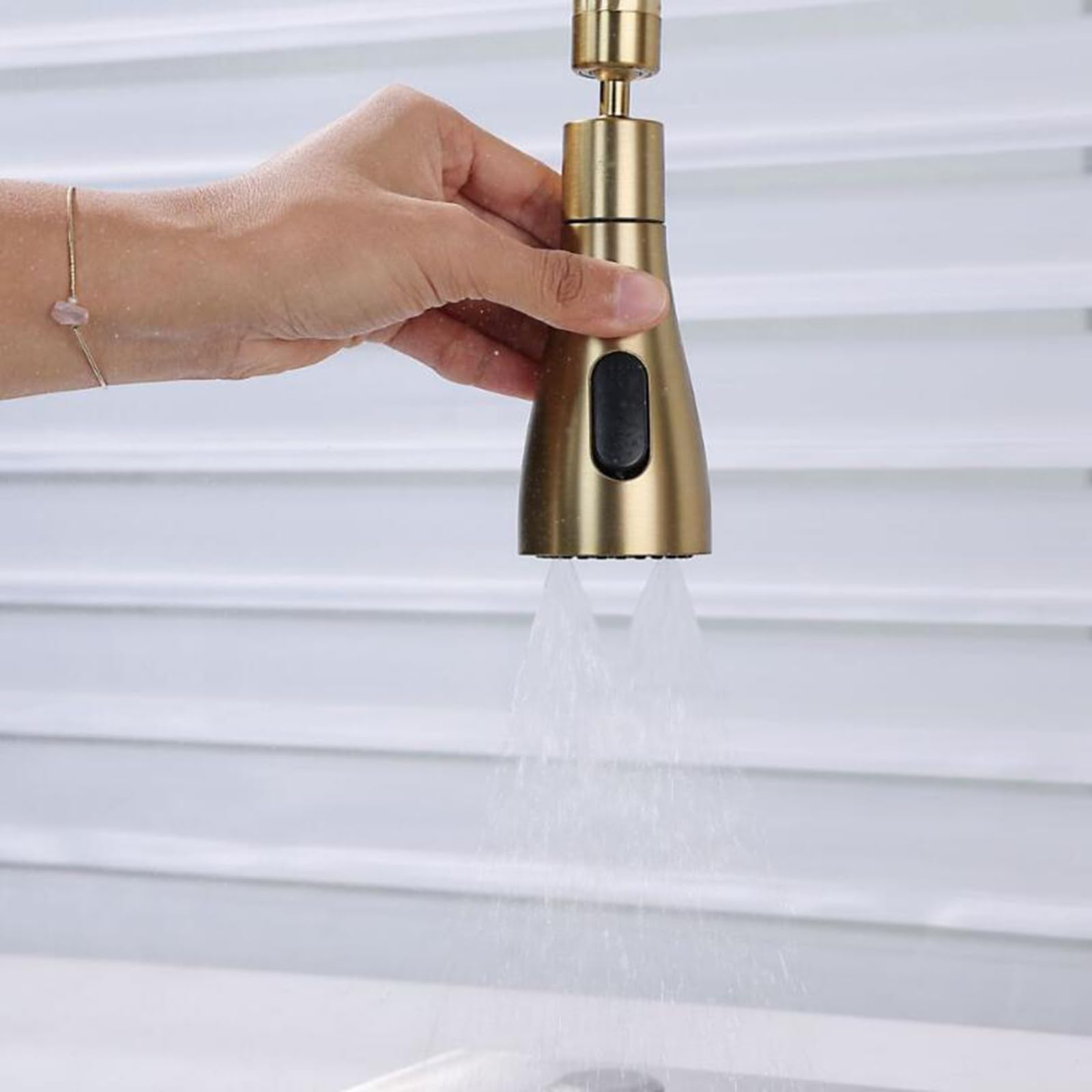 Zpspz Kitchen Faucet Folding Inside Window Single Handle Hot And Cold Water Stainless Steel 360° Rotation Kitchen Mixer Faucet Folding-Brushed Gold