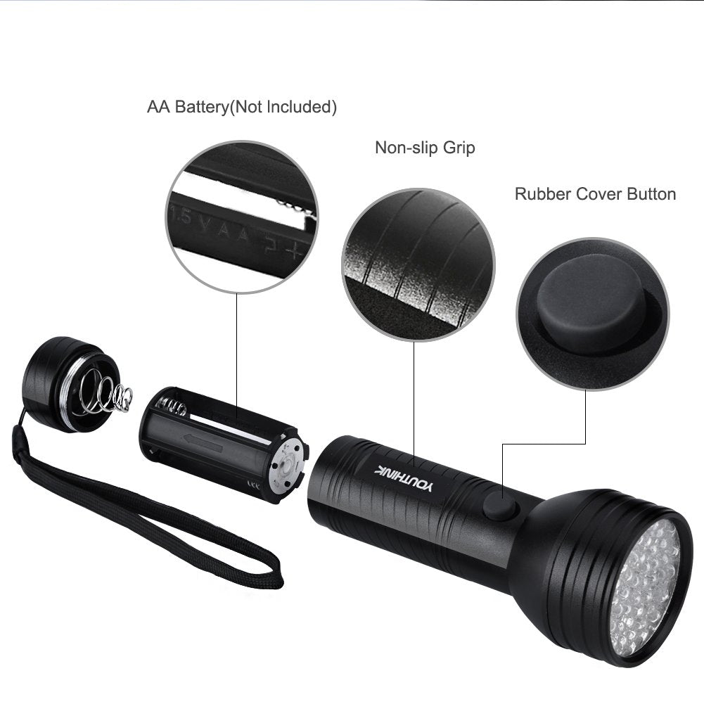 Headerbs Flashlights, 51 Led Torch Scorpion Detector Hunter Ultra Violet Blacklight Flashlight