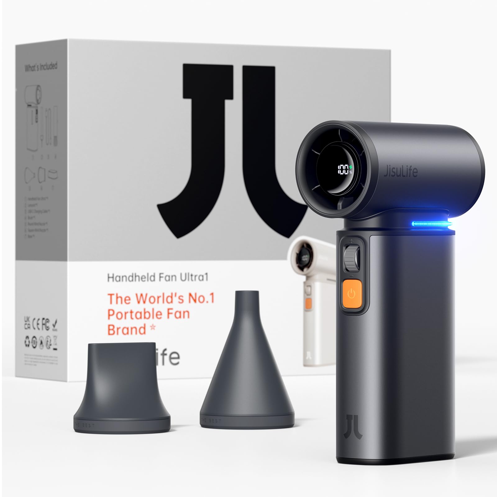 Jisulife Portable Handheld Turbo Fan, 100 Speeds Adjustable Mini Personal Fan, 9000Mah Usb - Koospark