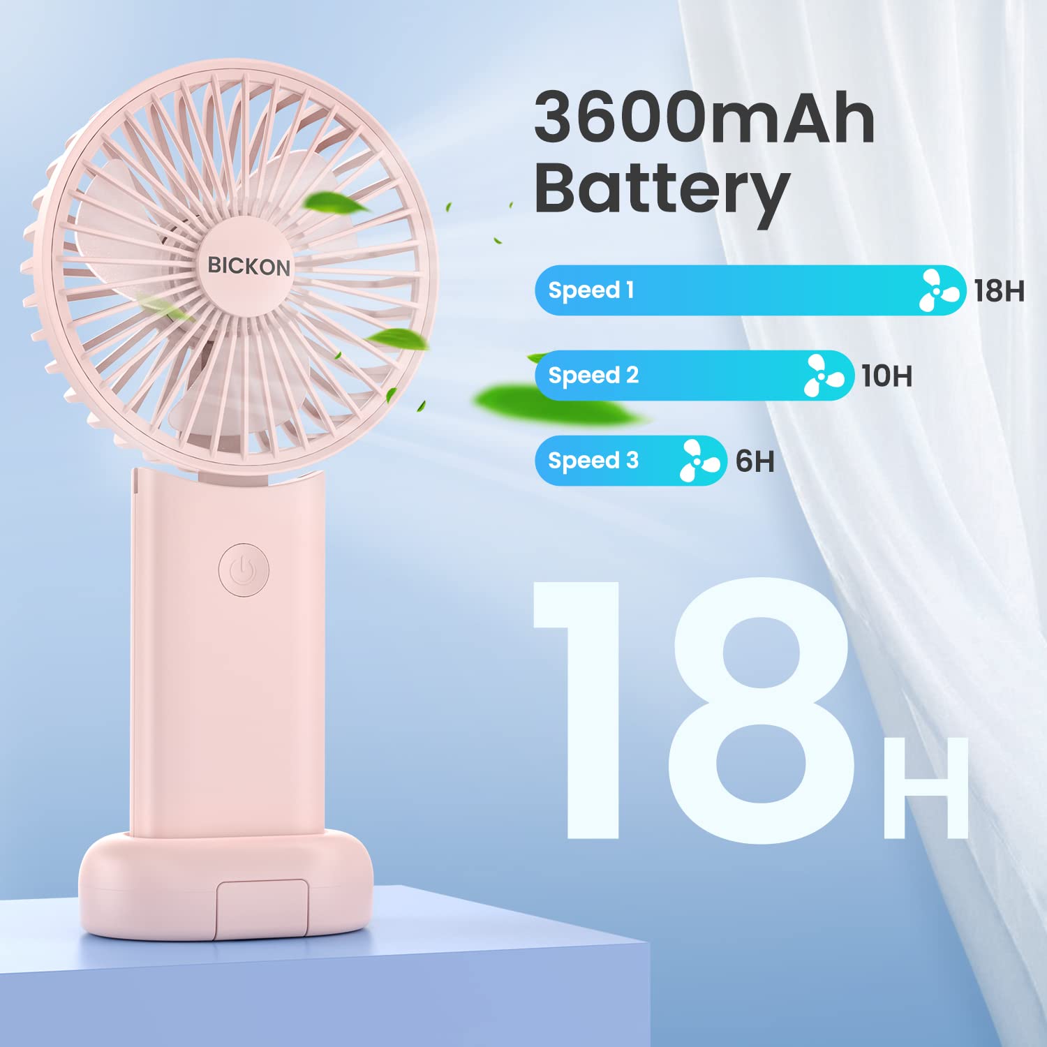 Handheld Portable Fan With Usb Rechargeable Battery, 3 Adjustable Speed Personal Desk Table Fan