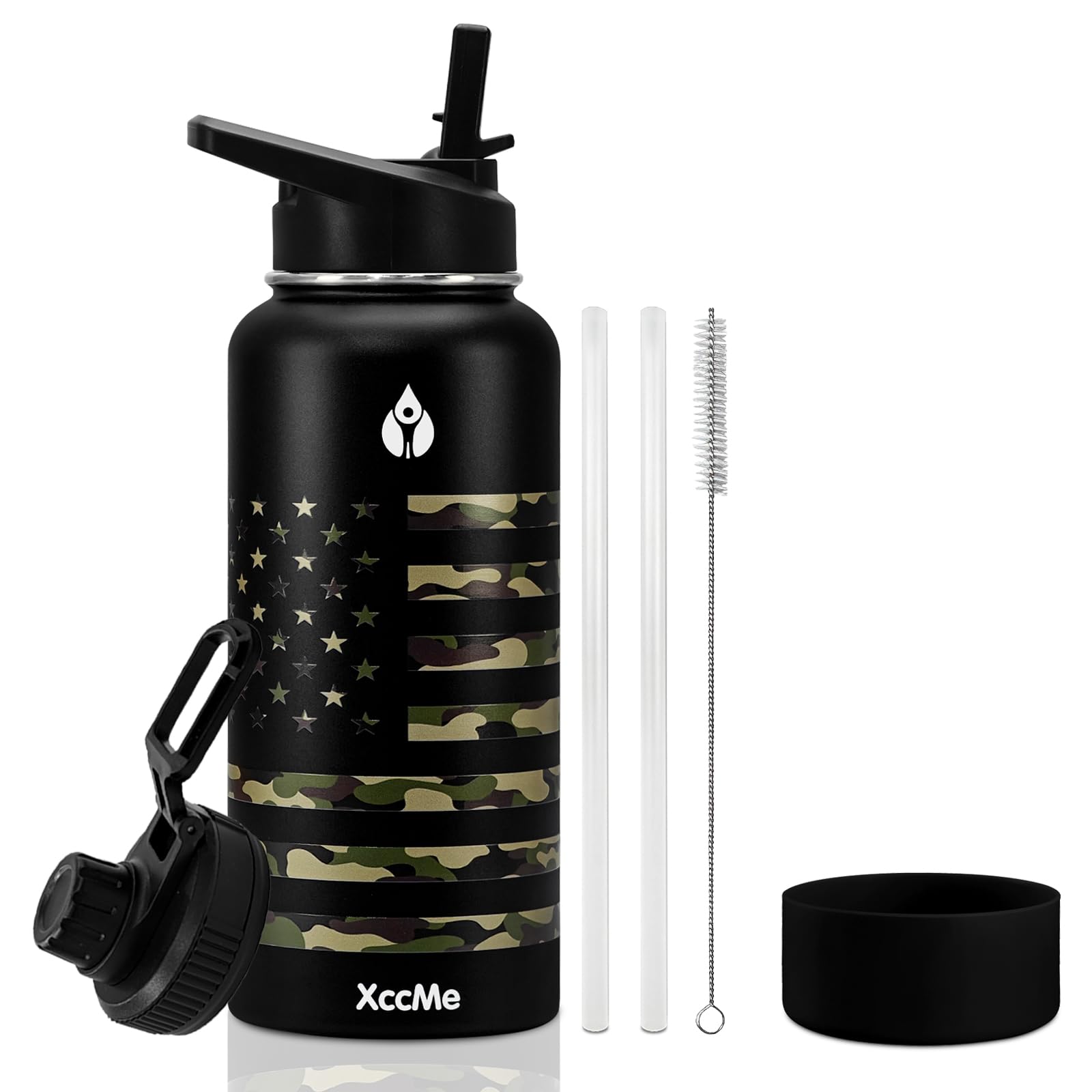 32 Oz Insulated Water Bottle,Stainless Steel Leak Proof Water Bottles,Wide Mouth Double Walled