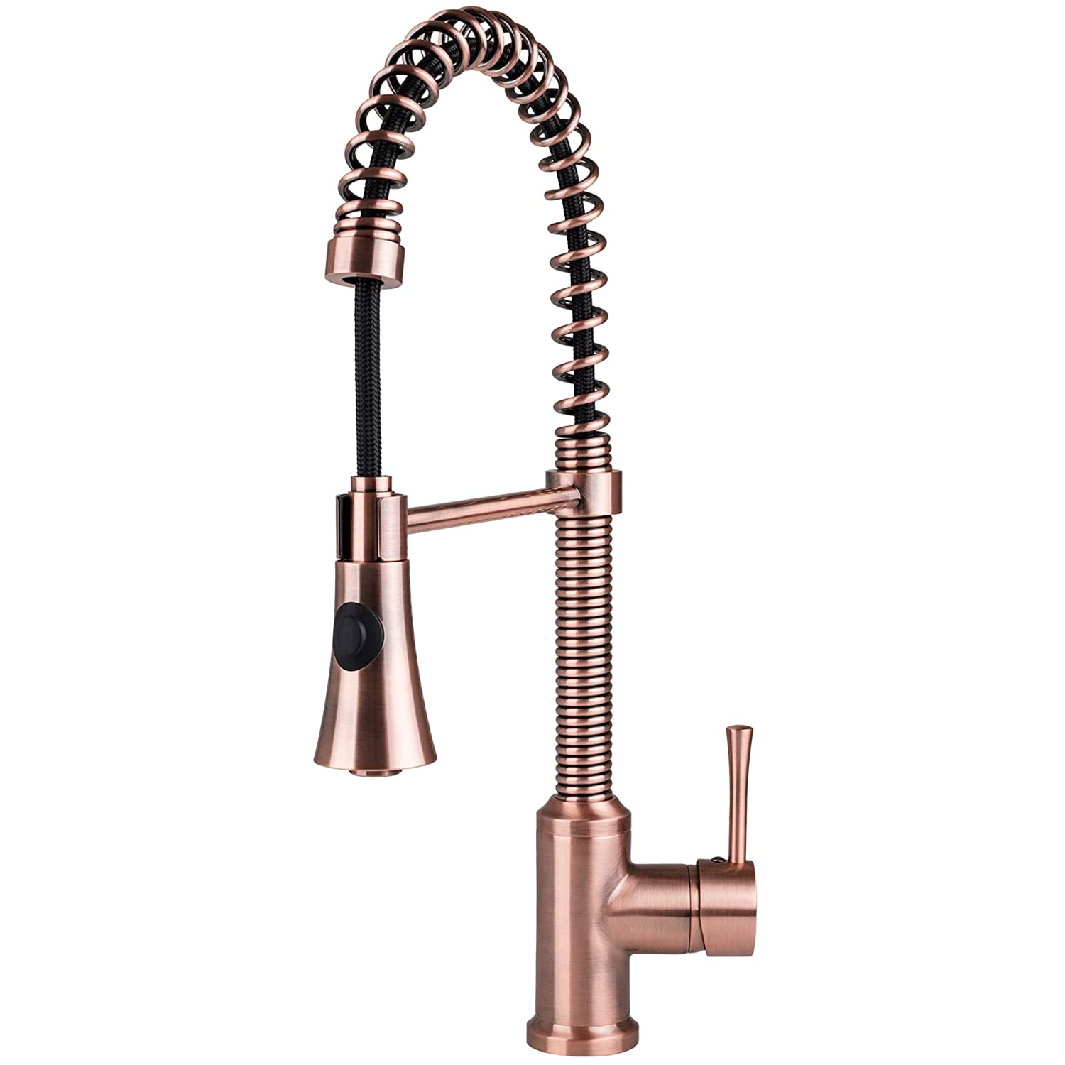 Italia Faucets Residential Single-Handle, Pull-Down Sprayer Kitchen Faucet With Flat Spray Head And Deck Plate In Antique Copper
