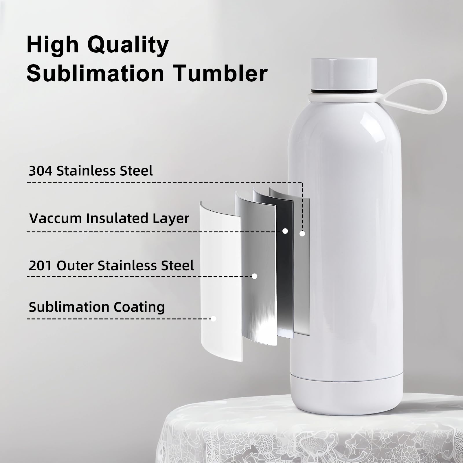 12 Pack 17 Oz Sublimation Tumblers Bulk, Double-Wall Insulated Stainless Steel Water Bottle Sublima