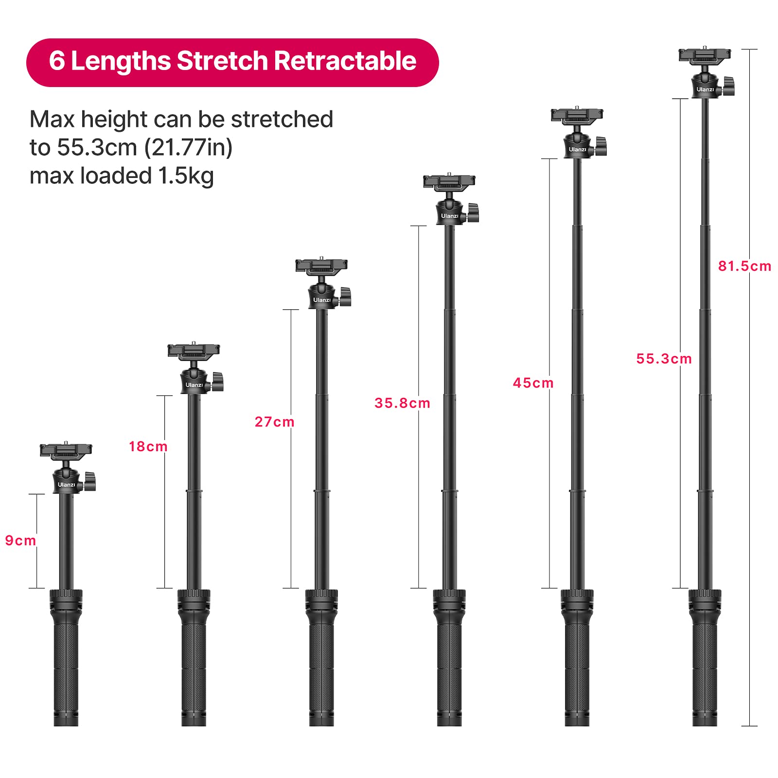 Ulanzi Smartphone Tripod, Mt-34 Selfie Stick Tripod All-In-One, Extendable Tripod Camera Compatible With Iphone 12 Pro Max/12 Mini/11 Pro Max/Xr/X, Samsung Phone, Vlog Camera