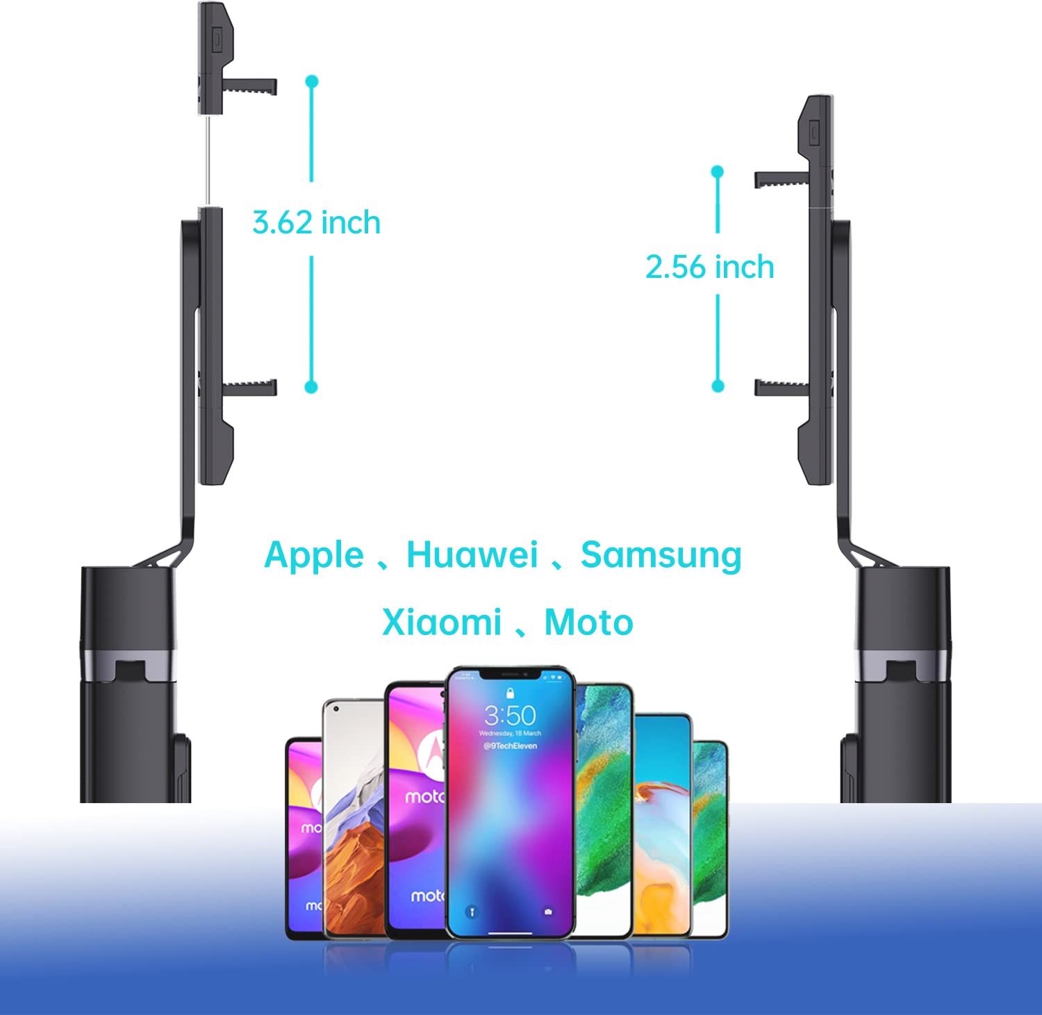 Ambertronix 40” Selfie Stick Tripod Quadrapod, Onboard Light, Wireless Bluetooth Remote, Extendable, Stainless Steel, 3 Light Modes, 9 Brightness Levels, Compatible With All Iphone & Android Devices