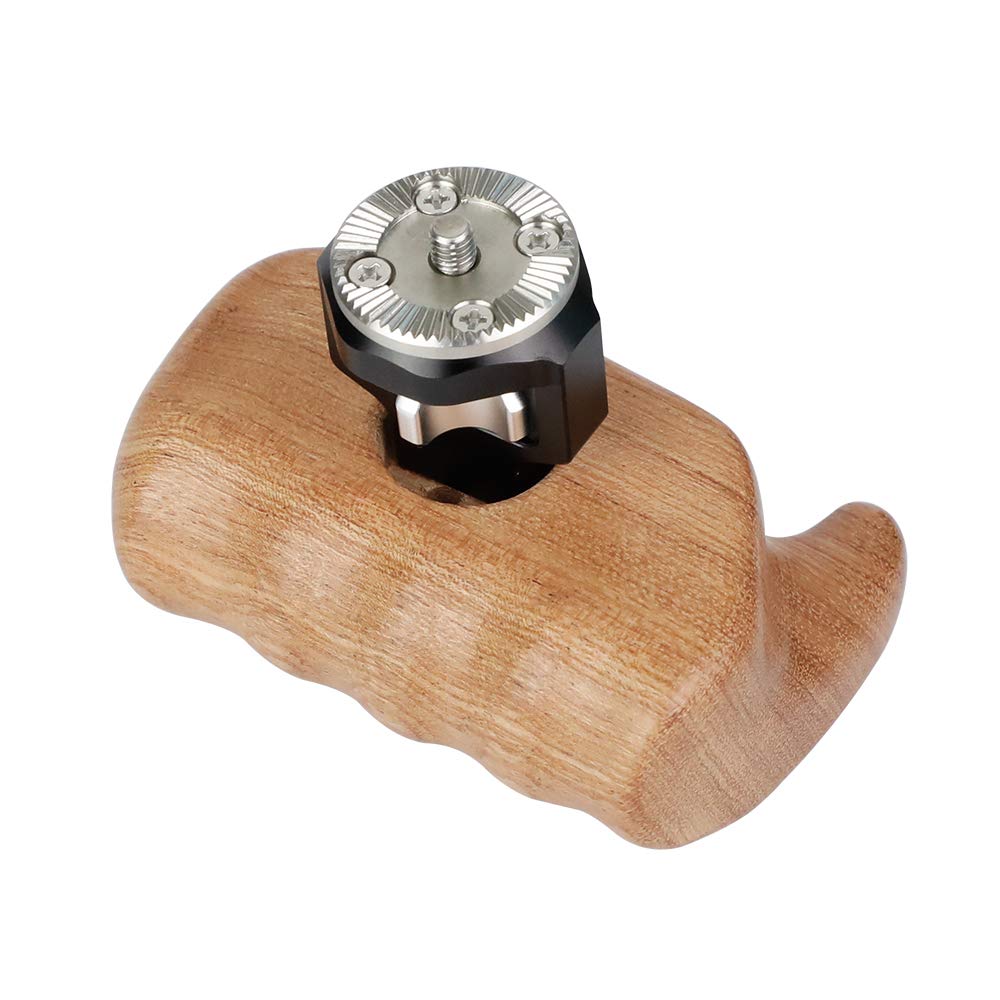 Camvate Wooden Handle Grip With M6 Rosette Mount For Camera Cage Rig (Left Hand) - 1977