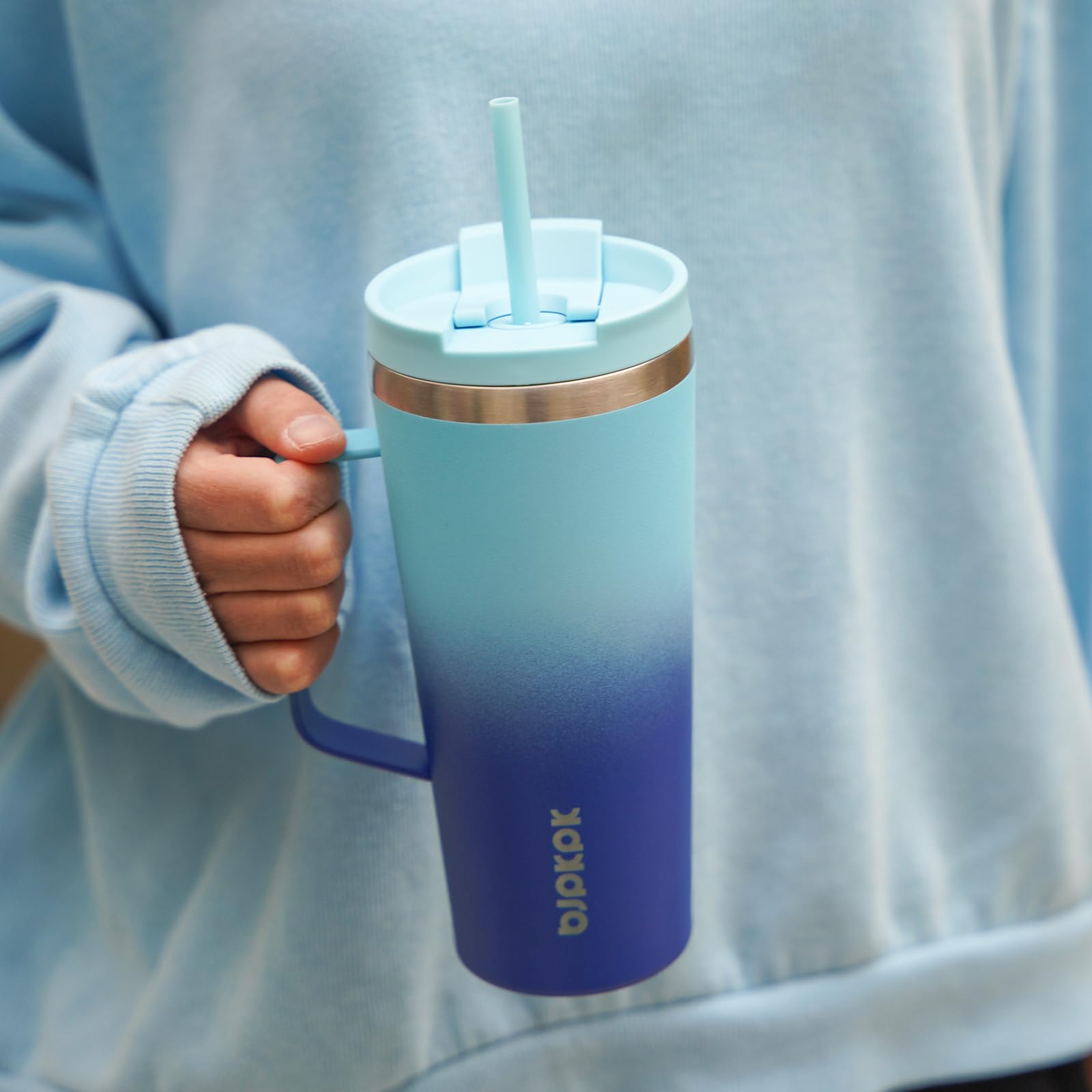 Bjpkpk Insulated Tumbler With Handle, 26Oz Insulated Tumblers With Lid And Straw, Stainless Steel