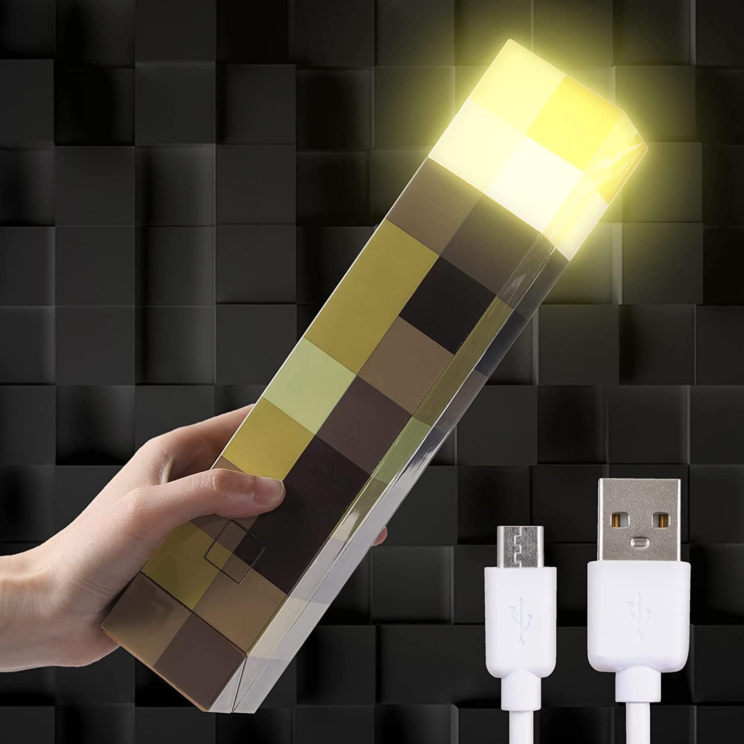 Saderoy Light-Up Wall Torch - Batteries & Usb Pluggable Night Lamp - Hand Held Or Wall Mount Lighting Torch, Fl-Htxyq