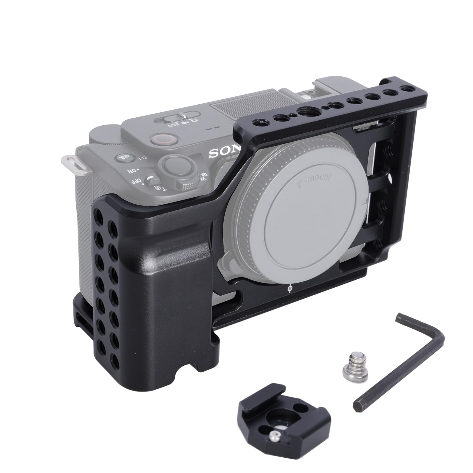 Niceyrig Zv-E1 Cage Kit Full Metal With Grip, Additional Cold Shoe Base For Sony Alpha Zv-E1 Mirrorless Vlog Camera - 560