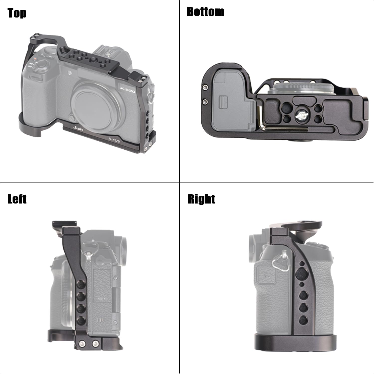 Fotga S20 Camera Cage Stabilizer Bracket With 1/4" 3/8" Mount For Fujifilm X-S20 Mirrorless Camera Video Making Filmmaking Arca Swiss Mount