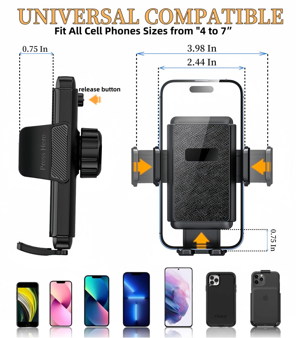 Dmjwan Car Phone Holder 360 Degree Rotatable - Dashboard Mobile Phone Holder Car Clip Holder Car Phone Mount Suitable For 4 To 7 Inch Smartphones