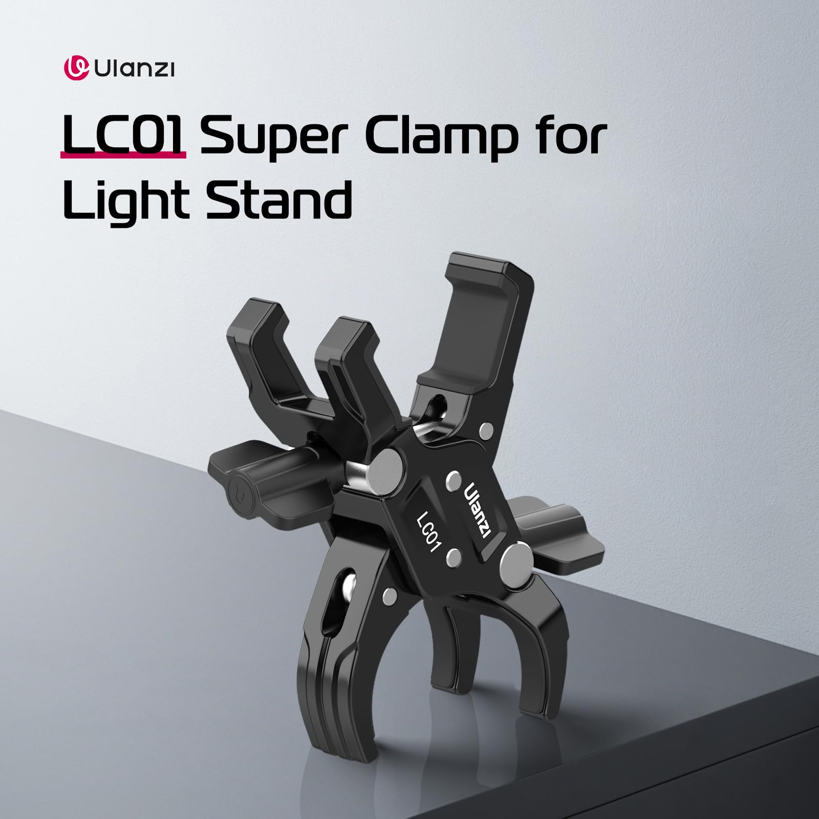 Ulanzi Super Clamp Mount For Light Stand Double Camera Clamp Mount Monitor Magic Arm Adapter Thread For Photo Studio, Photography Reflector, Cross Bars