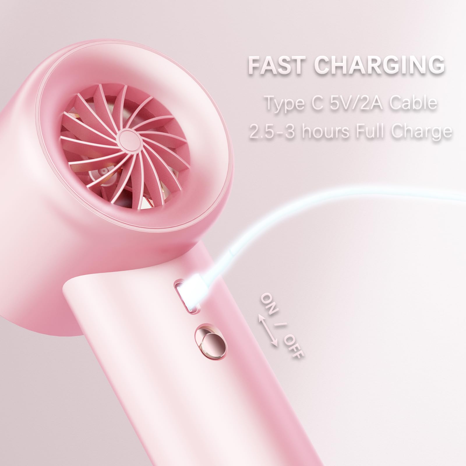 Handheld Fan,1-100 High Speed Hand Fan Adjustable Turbo Mini Fan,5000Mah Battery Operated