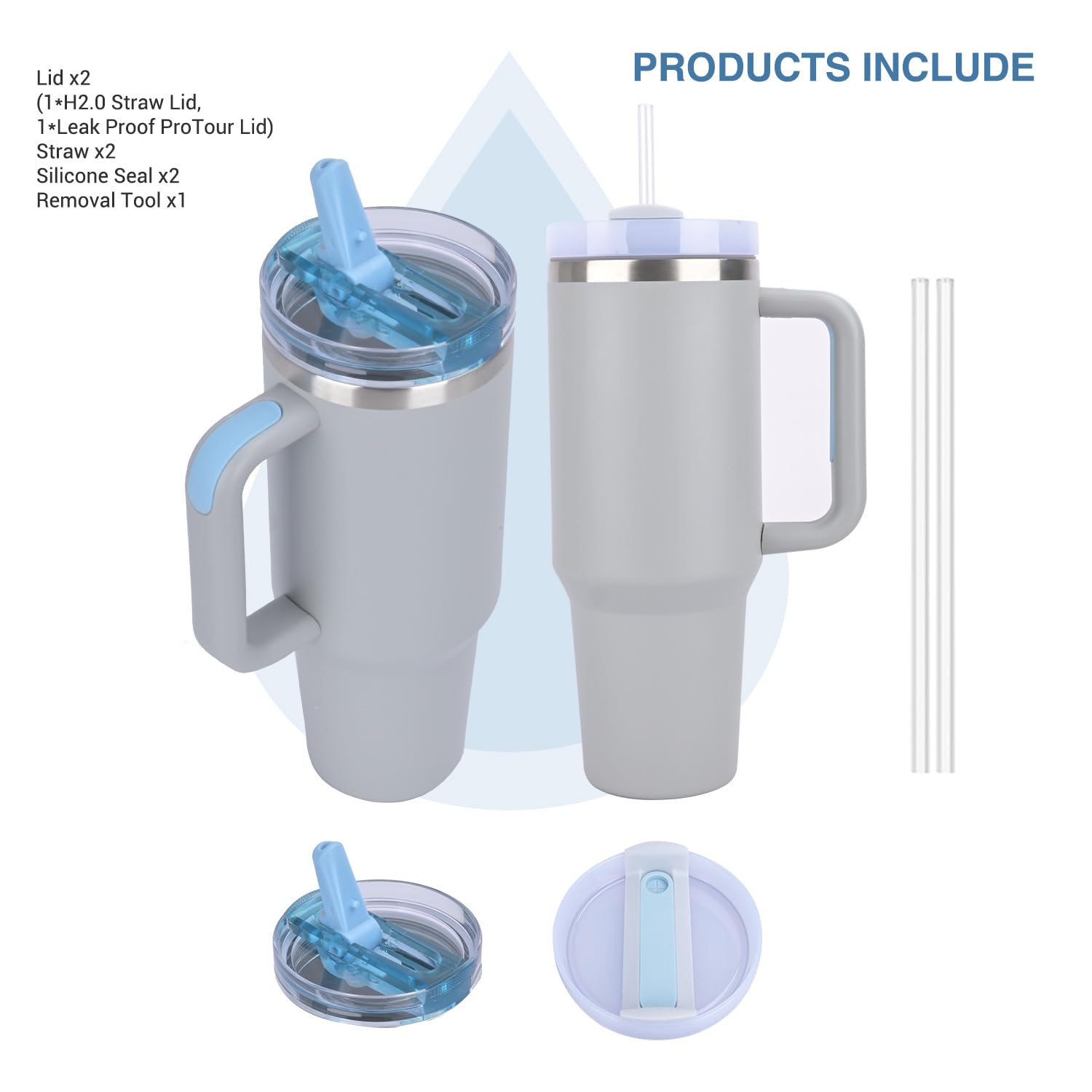 Quencher Protour 40 Oz Tumbler With Handle - 100% Leak-Proof Vacuum Insulated Stainless Steel Water