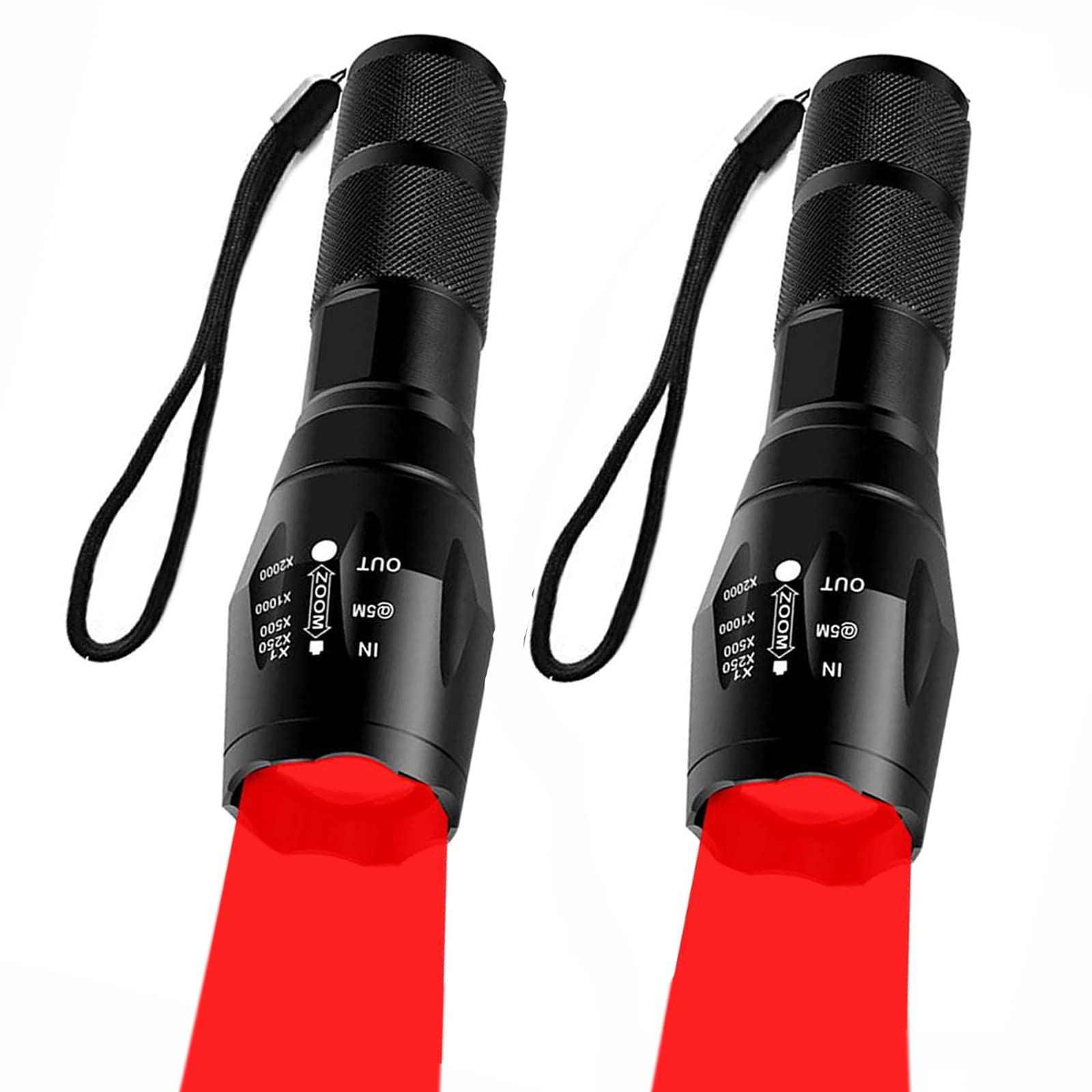 Gaigaimall Military Red Light Flashlight Single Mode Utility Red Torch For Night Hunting Astronomy Aviation Observation, 2 Pack