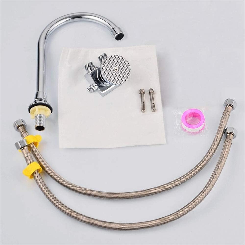Ibalody Full Set Hands- Foot Pedal Faucet Touchless Floor Mount Foot Control Faucet Foot-Operated Mixer Tap Single Cold Pedal Switch Valve Copper Basin Wash Hand Foot Faucet
