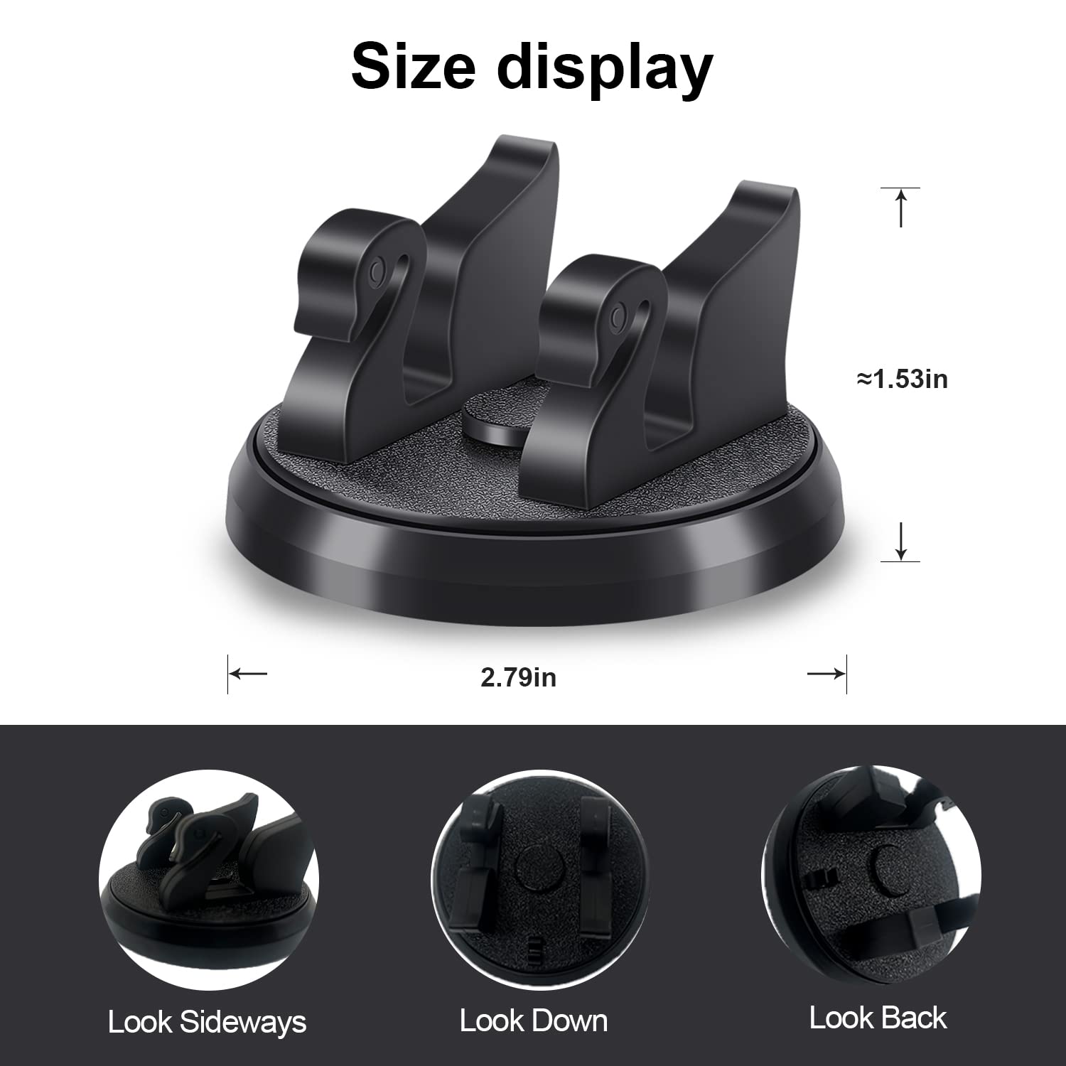 Smeyta Dashboard Phone Holder For Car Vertical Horizontal 360 Rotate,Cell Phone Holder For Car Compatible With I-Phone Samsung Android Smartphones Gps Devices For Various Dashboards(1Pc,Black)