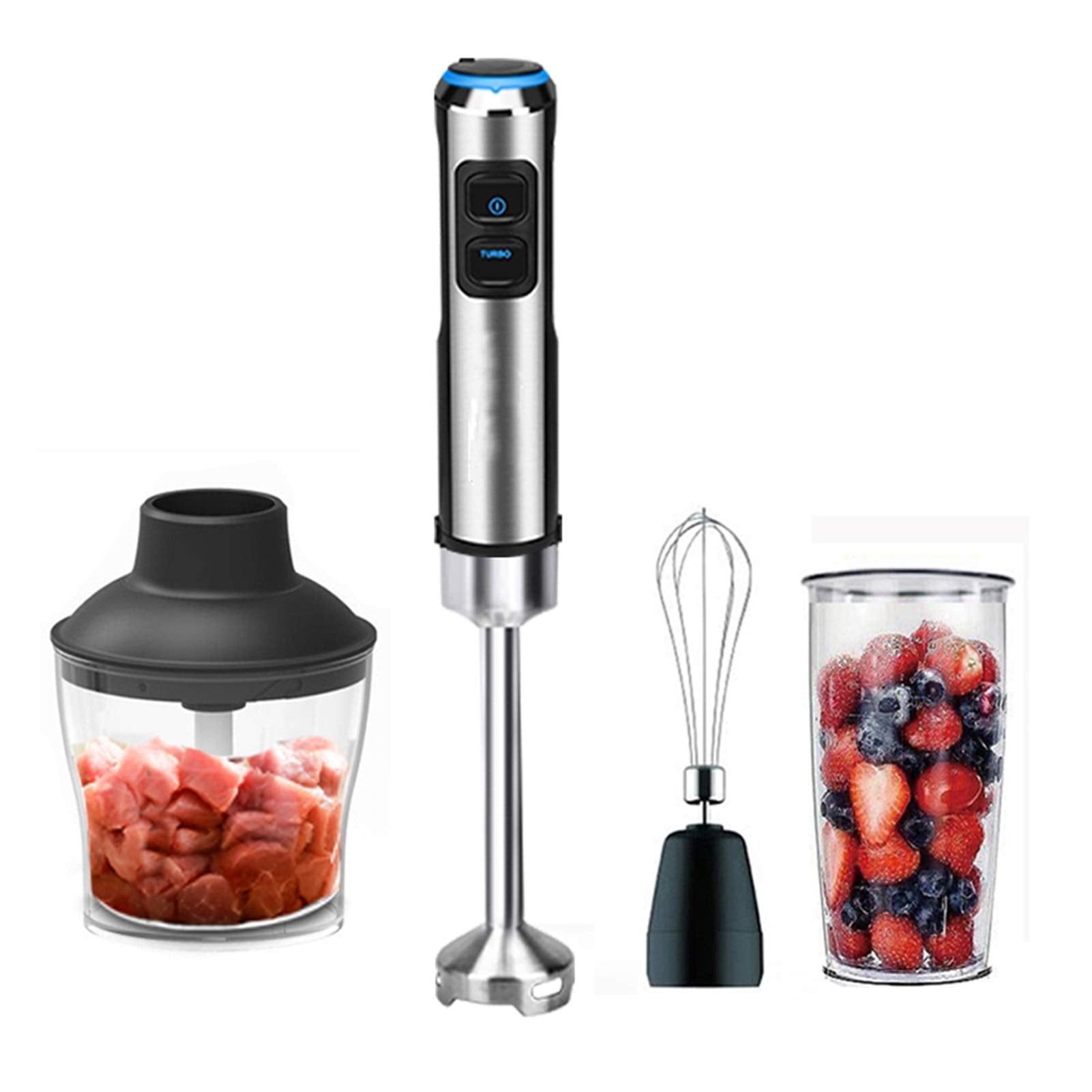 Efkerggjgtgtgjhpwelp 4 In 1 1500W Electric Stick Hand Blender Mixer Hand Immersion Egg Whisk Mixer Juicer Meat Grinder Food Processor